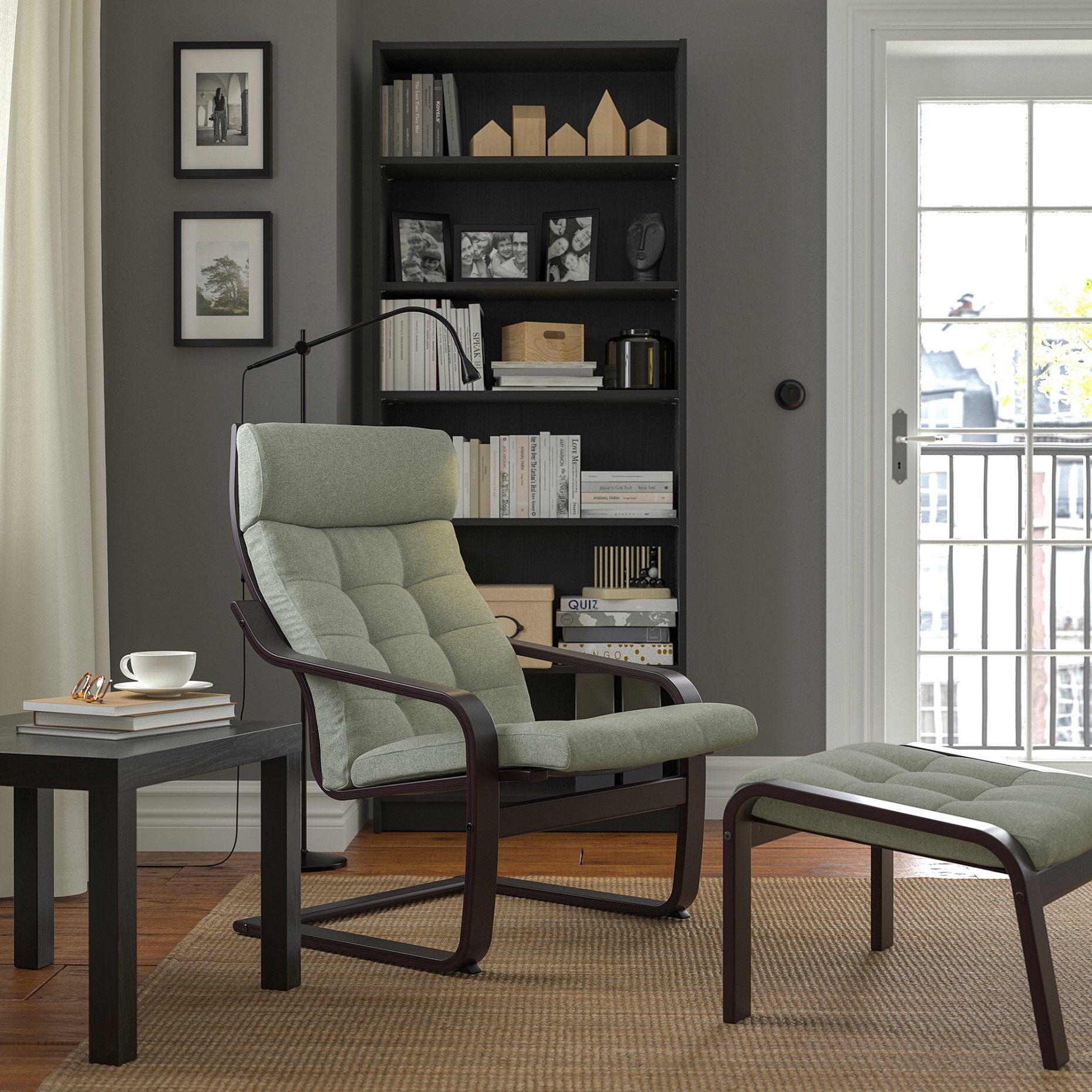 POÄNG, armchair and footstool, 995.019.27