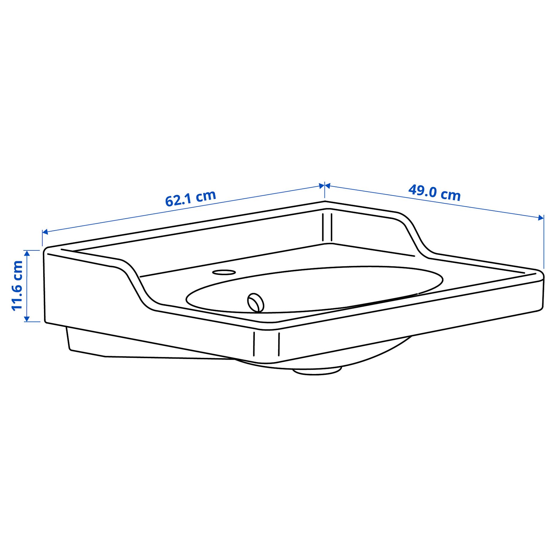RUTSJON, wash-basin with water trap, 62x49 cm, 995.167.64