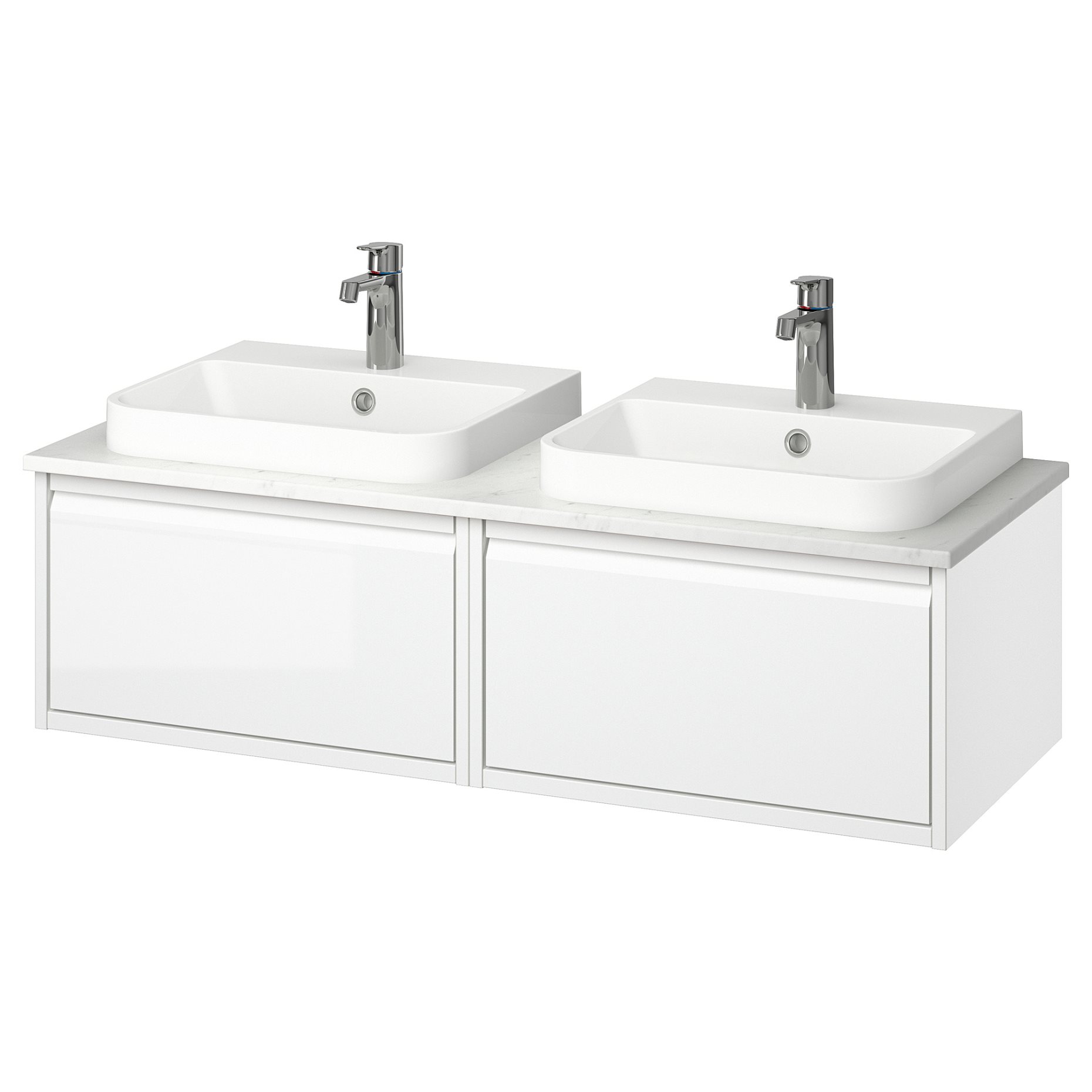 ANGSJON/BACKSJON, wash-stand/wash-basin/taps/high-gloss, 122x49x41 cm, 995.285.83