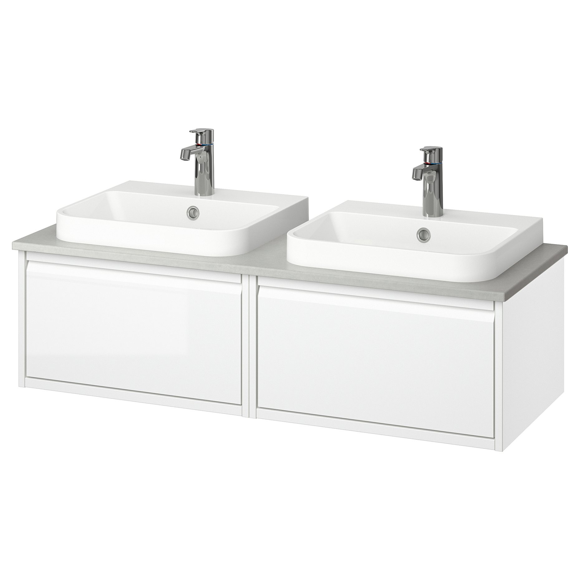 ANGSJON/BACKSJON, wash-stand/wash-basin/taps/high-gloss, 122x49x41 cm, 995.285.97