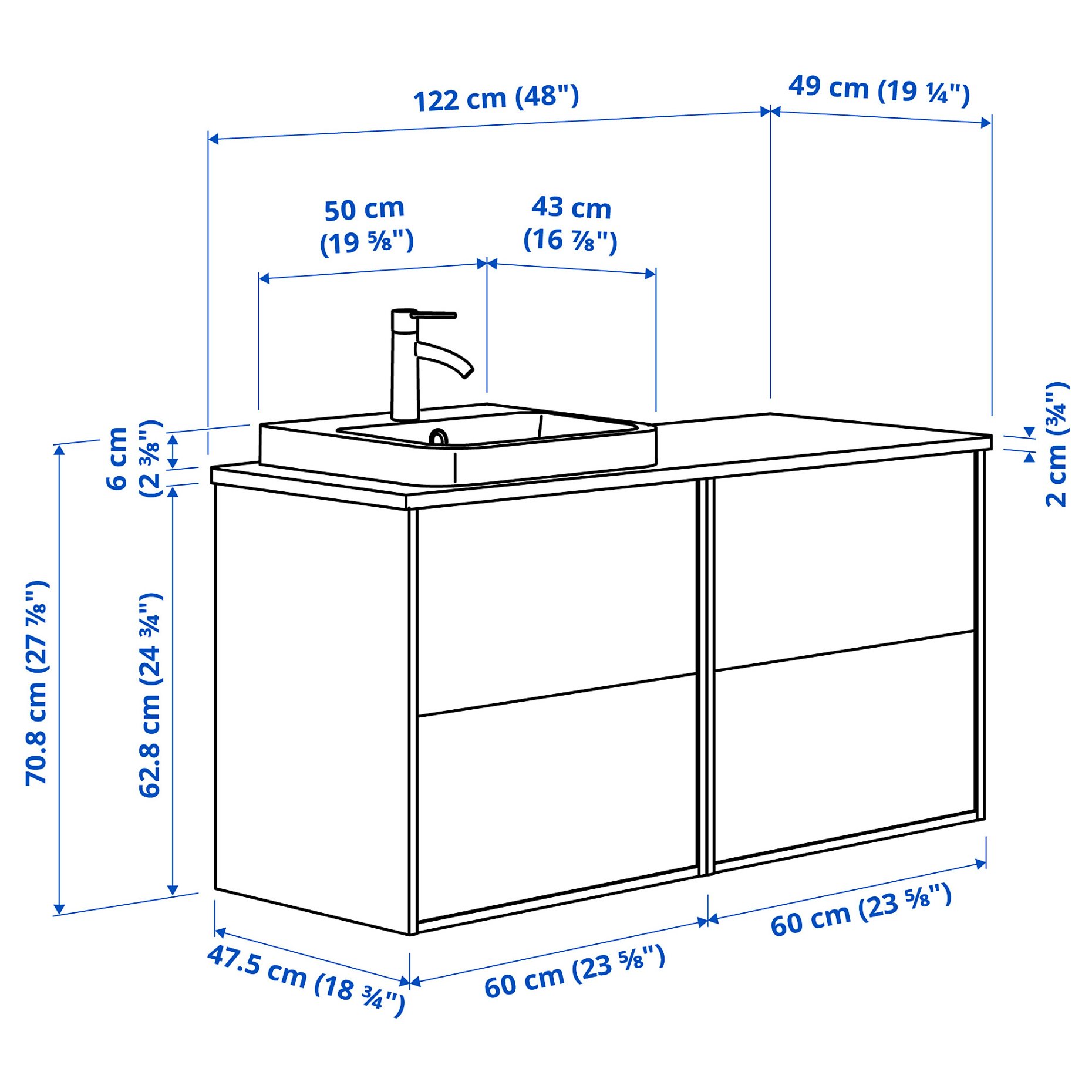 ANGSJON/KATTEVIK, wash-stand/wash-basin/tap, 122x49x71 cm, 995.286.01