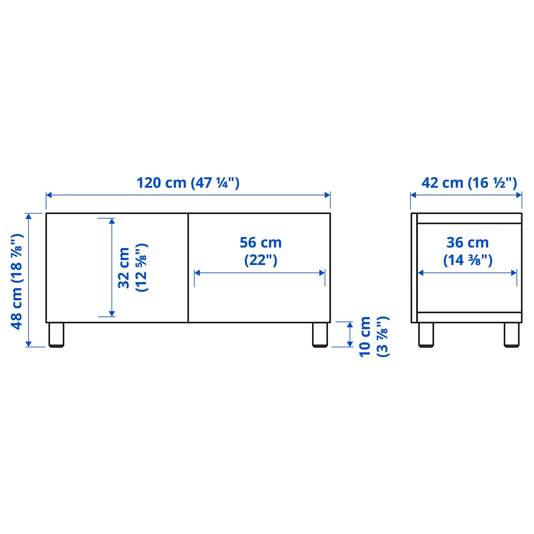 BESTÅ, TV bench with doors, 120x42x48 cm, 995.687.48