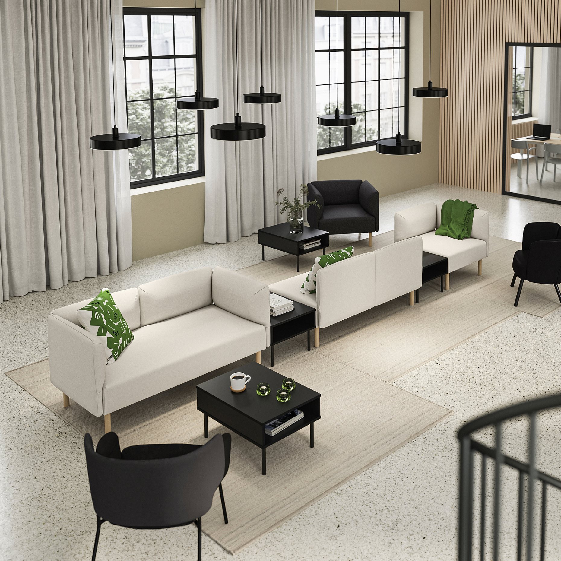 LILLEHEM, 5-seat modular sofa with side table, 995.697.43