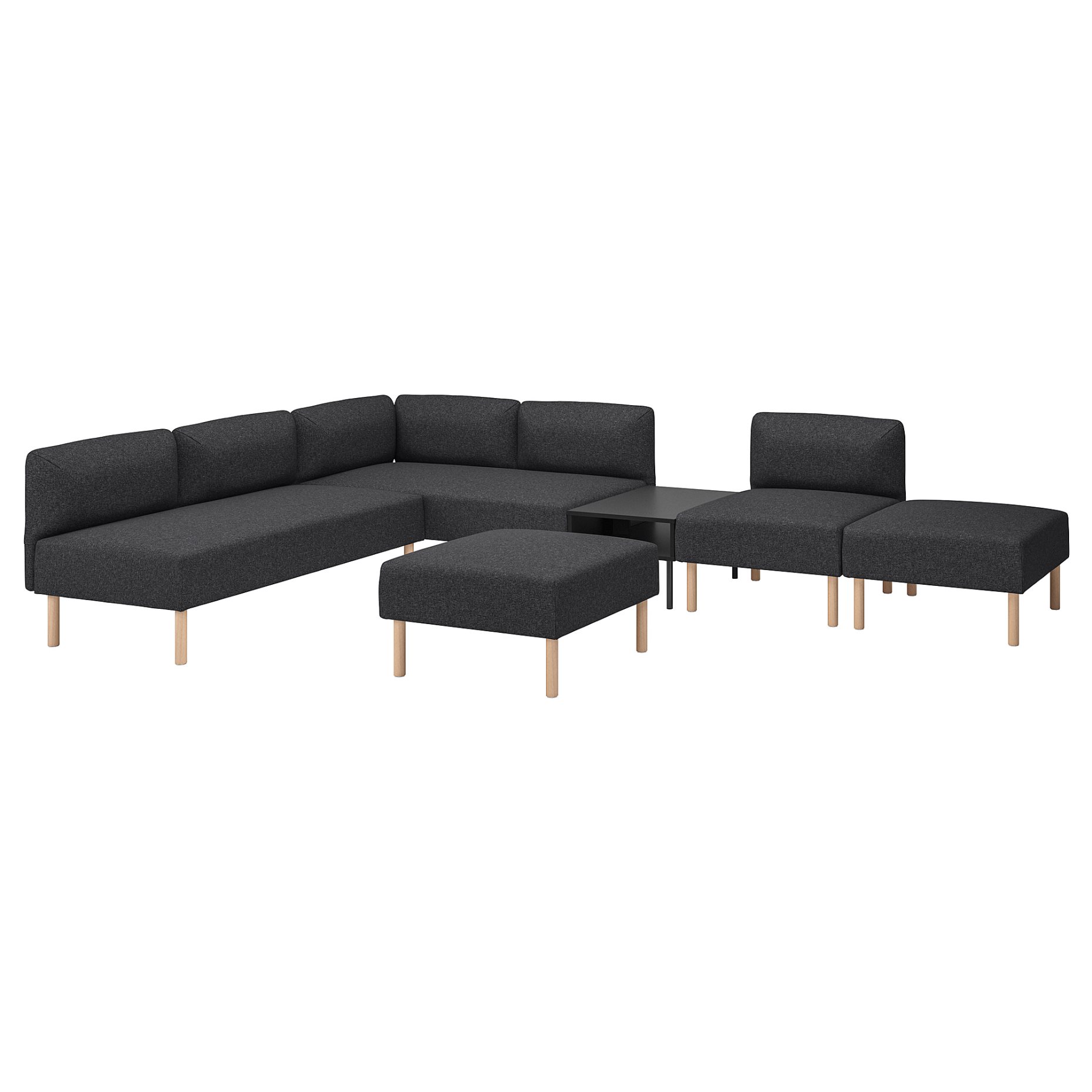 LILLEHEM, 6-seat modular sofa with side table, 995.747.54