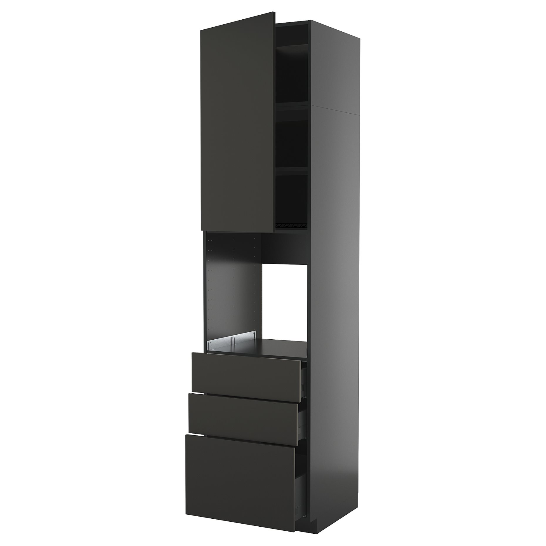 METOD/KNIVSHULT, ψηλό ντουλάπι για φούρνο με πόρτα/3 συρτάρια, 60x60x240 cm, 995.867.47