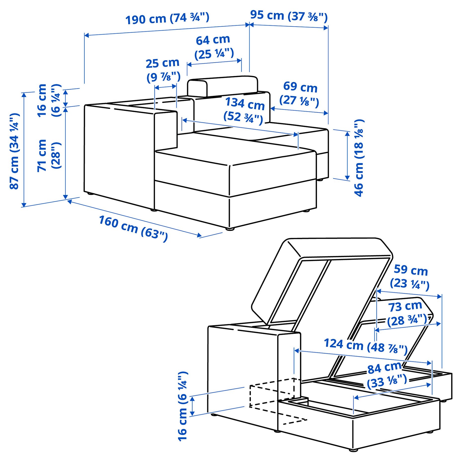 JÄTTEBO, 2,5-seat modular sofa with chaise longue/left with headrest, 996.076.36