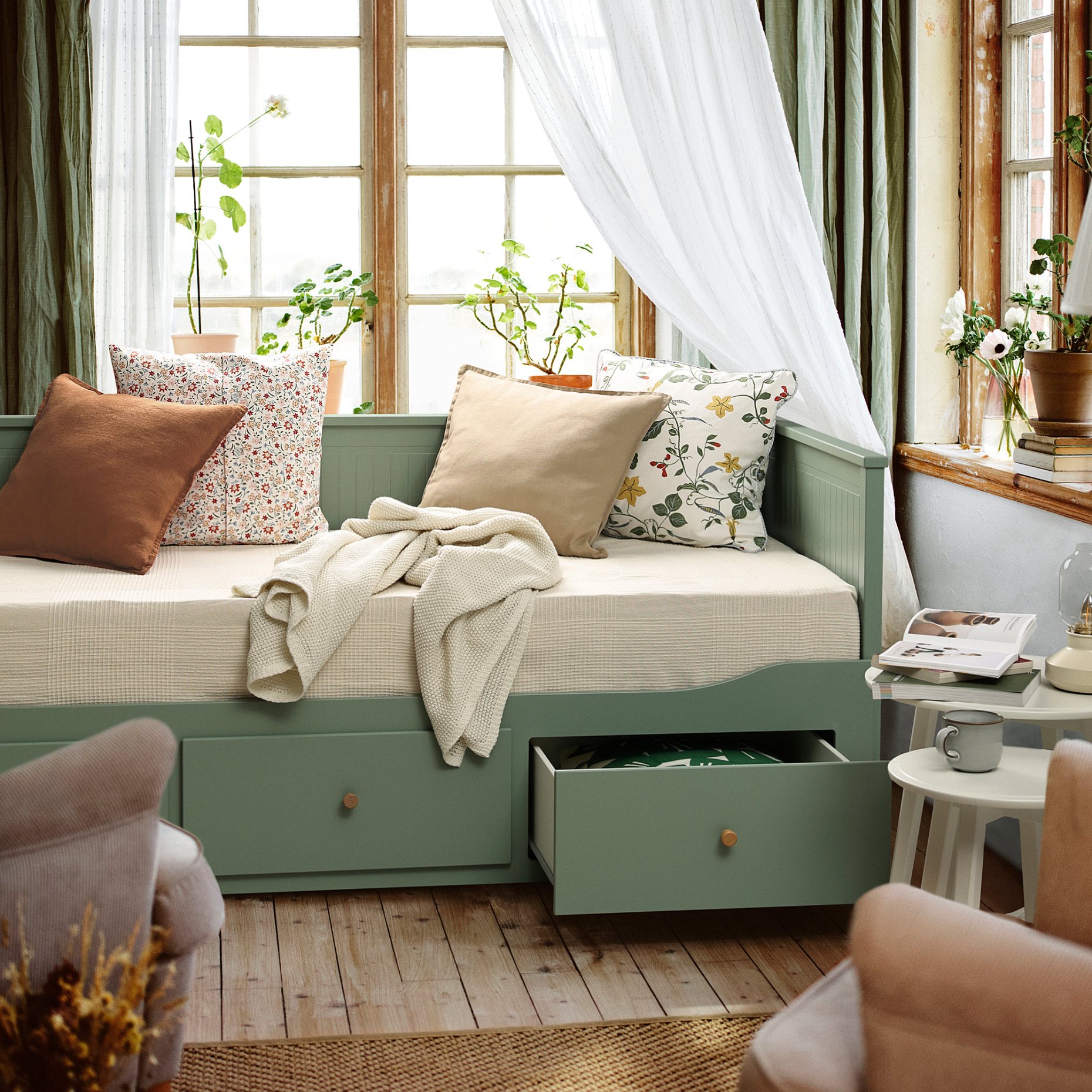 HEMNES, κρεβάτι επισκέπτη day bed 3 συρτάρια/2 στρώματα, 80x200 cm, 996.102.24