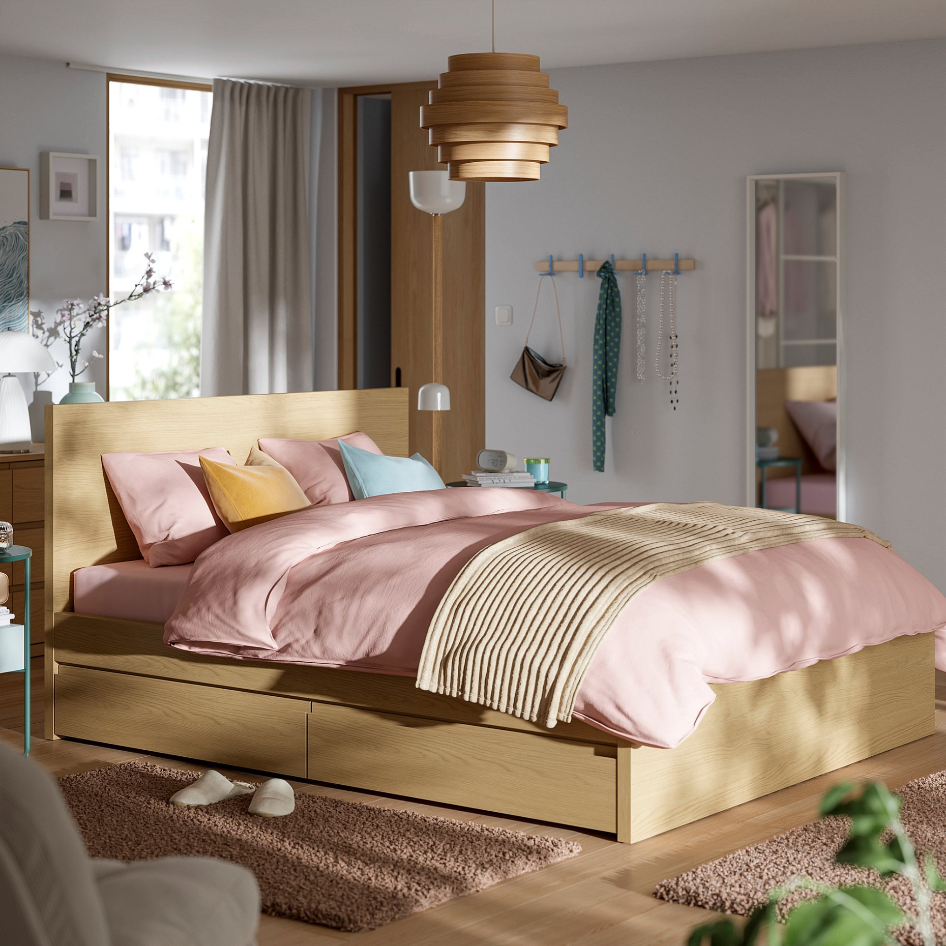 STORKLINTA, bed frame with 2 storage boxes, 140x200 cm, 996.285.11