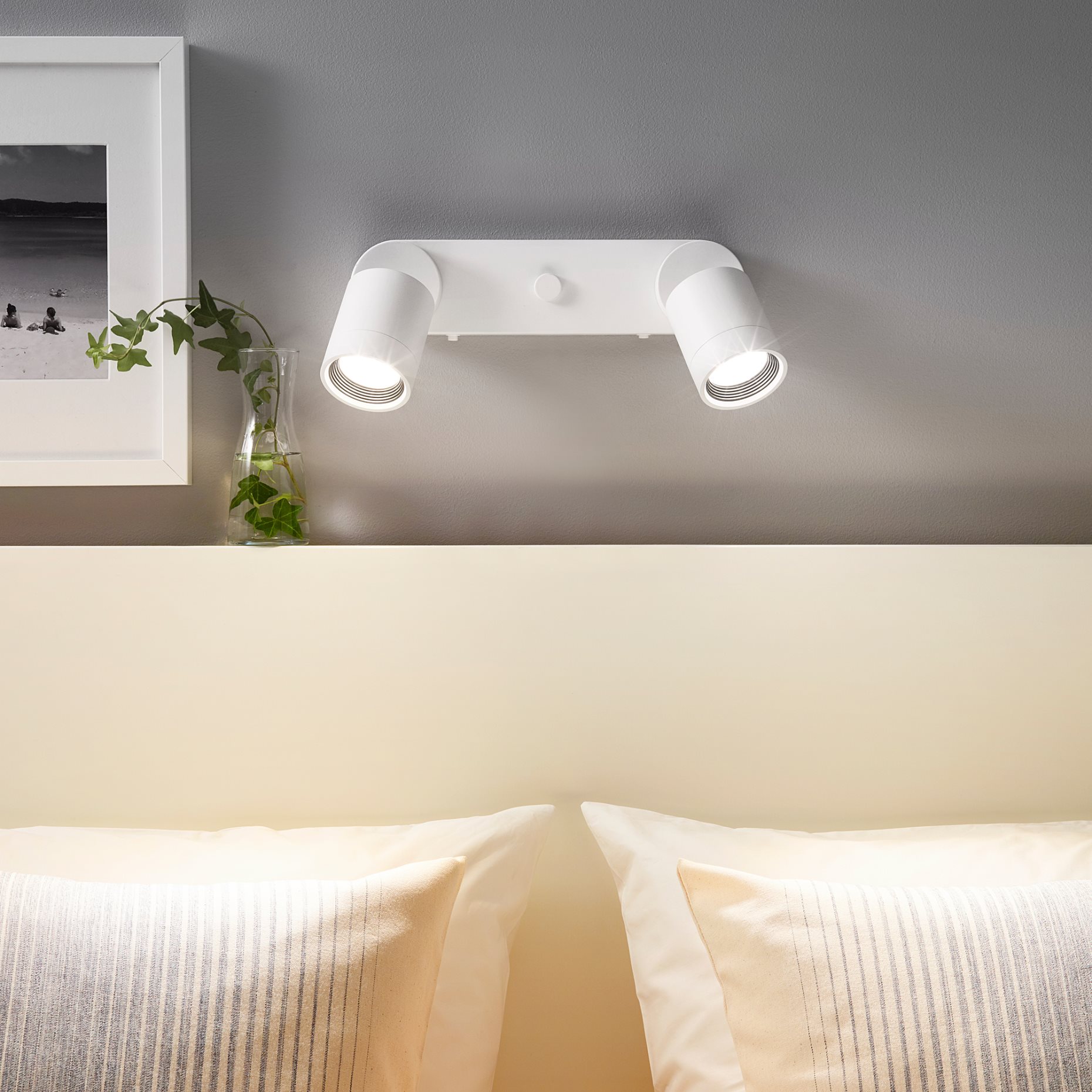 NYMÅNE, wall lamp double, wired-in, 004.289.93