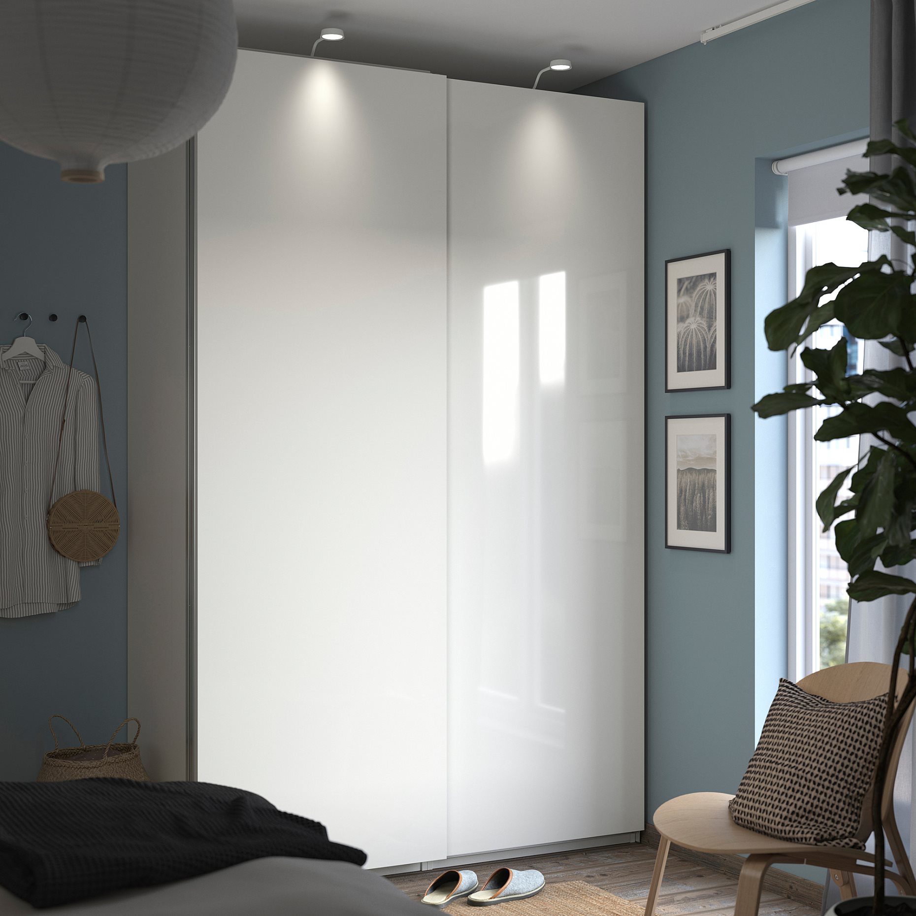 HASVIK, pair of sliding doors/high-gloss, 150x236 cm, 005.215.52