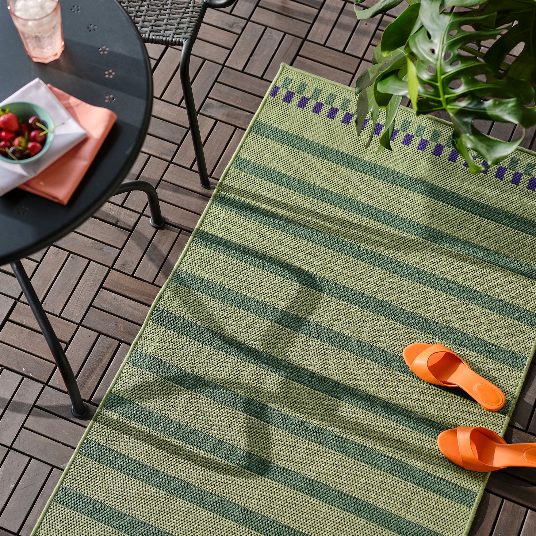 KORSNING, rug flatwoven/striped/in/outdoor, 80x150 cm, 005.532.32