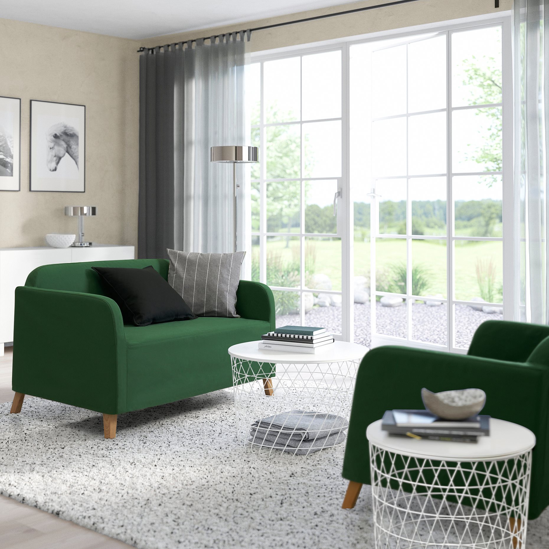 LINANÄS, sofa protector for 2-seat sofa, 005.644.00