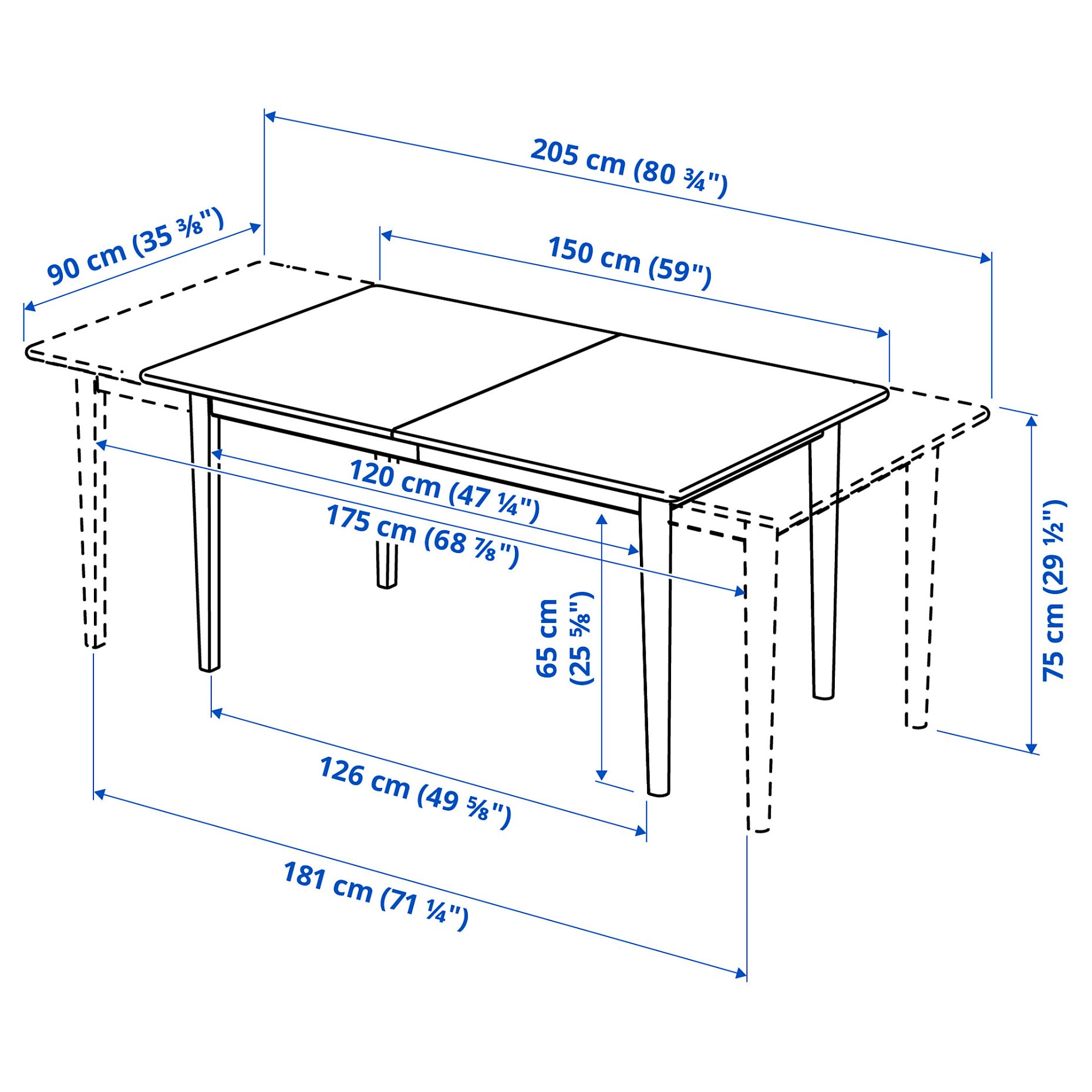 SKANSNAS, extendable table, 150/205x90 cm, 005.657.58