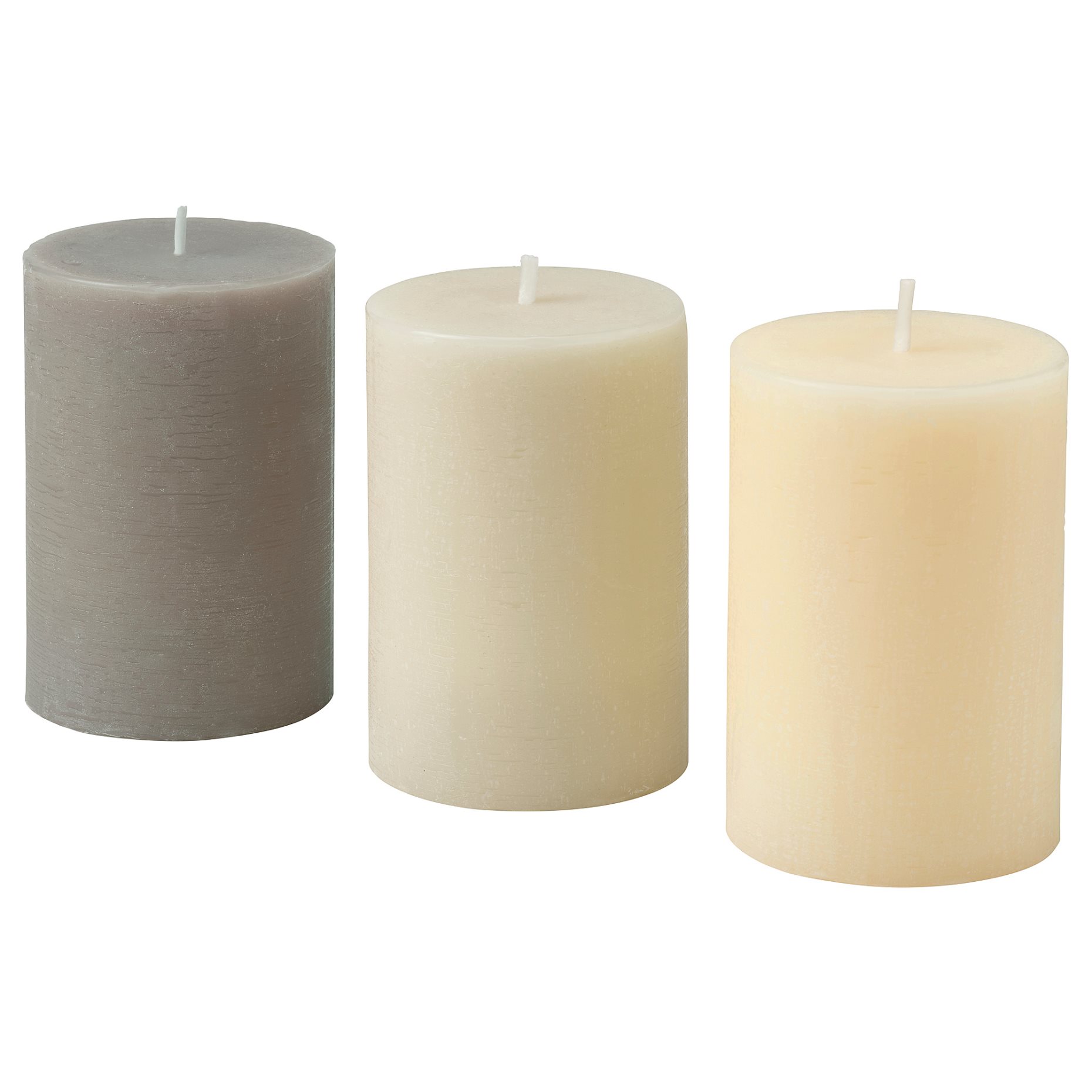 LOTSFÅGEL, scented pillar candle 3 pack/Vanilla, 30 hr, 006.087.67