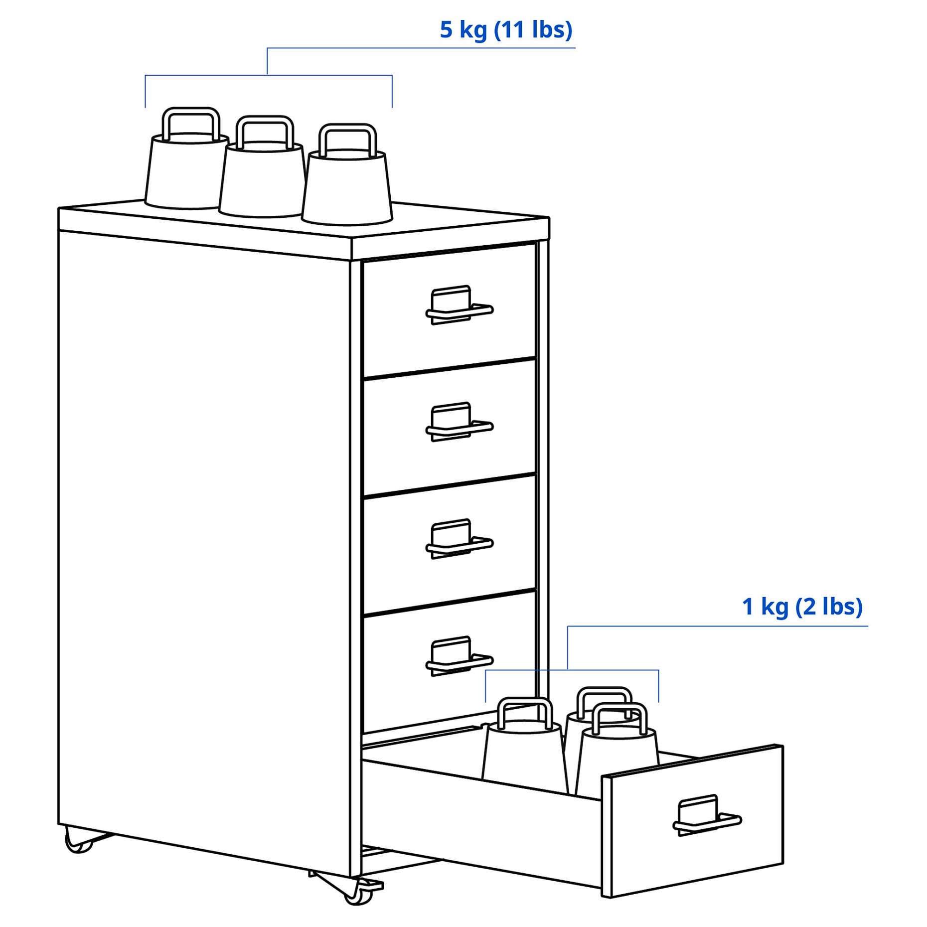 HELMER, συρταριέρα με ροδάκια, 28x65 cm, 006.199.02