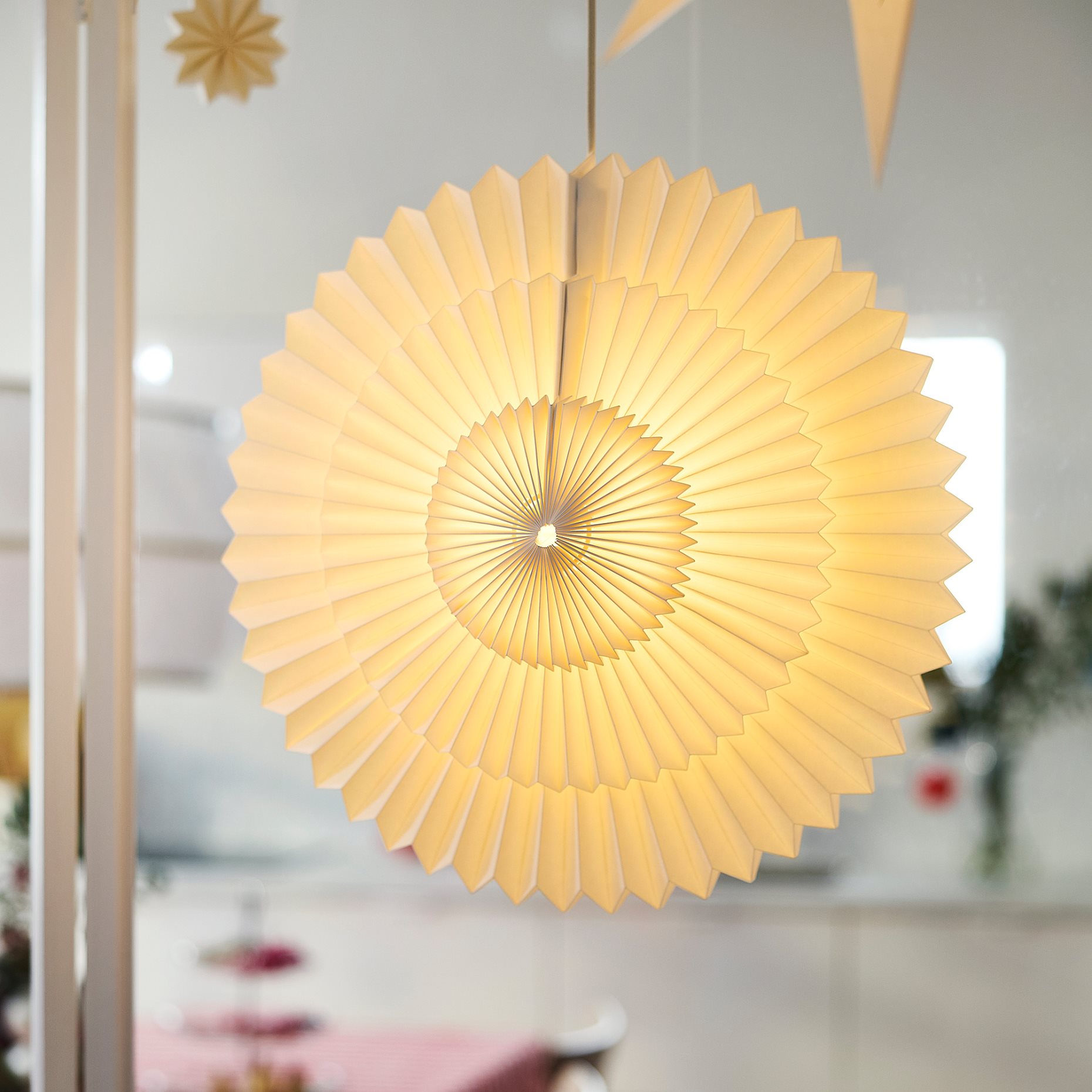 STRÅLA, lamp shade pleated/star, 55 cm, 006.398.77
