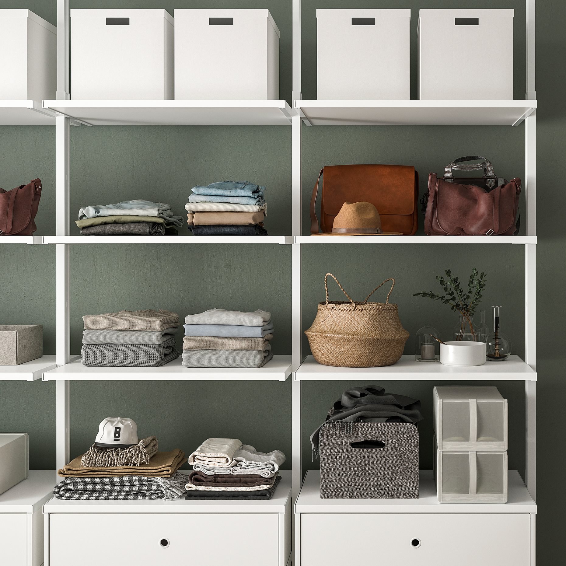 ELVARLI, open storage combination, 258x51x222-350 cm, 091.878.09