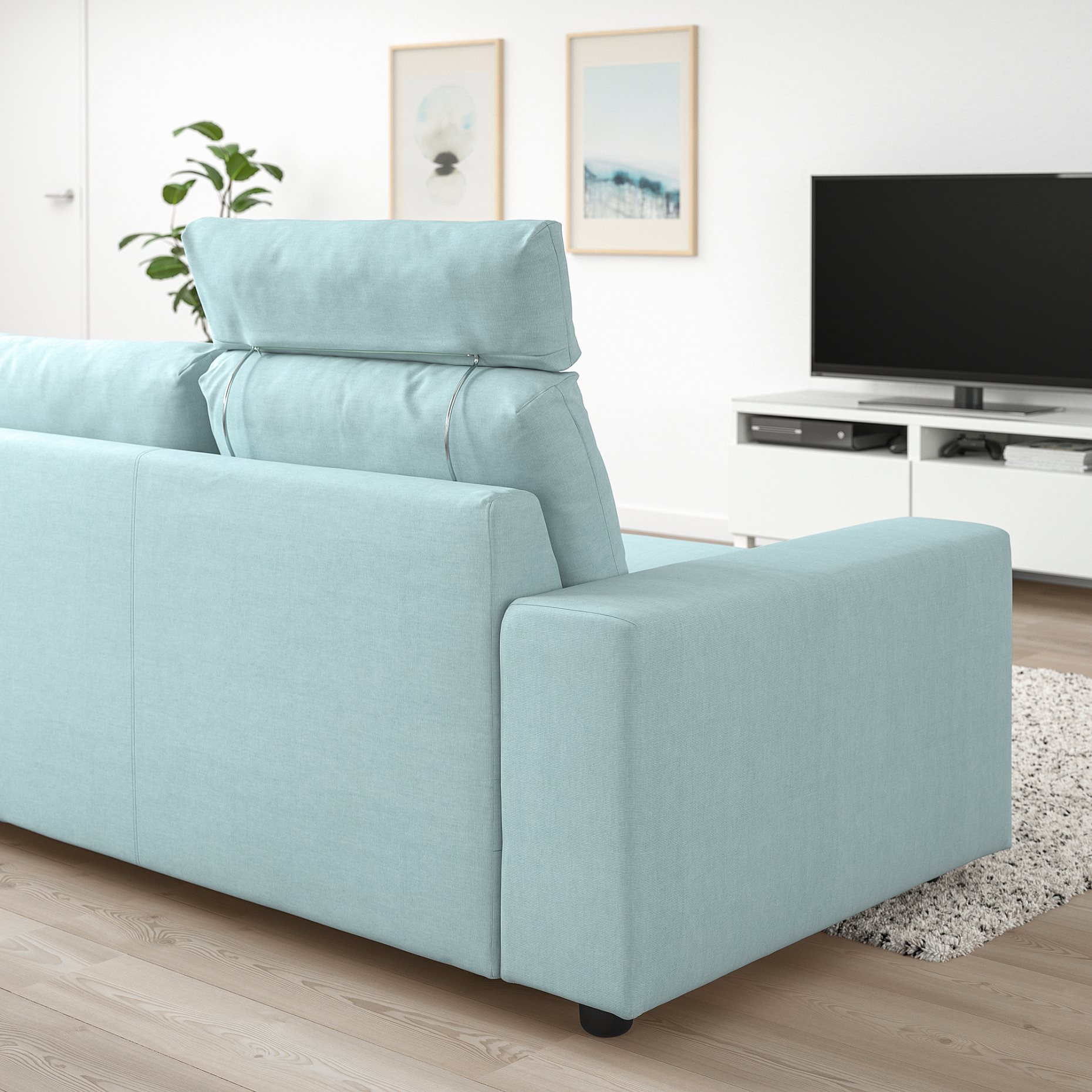 VIMLE, τριθέσιος καναπές με κεφαλάρι με πλατιά μπράτσα, 094.014.61