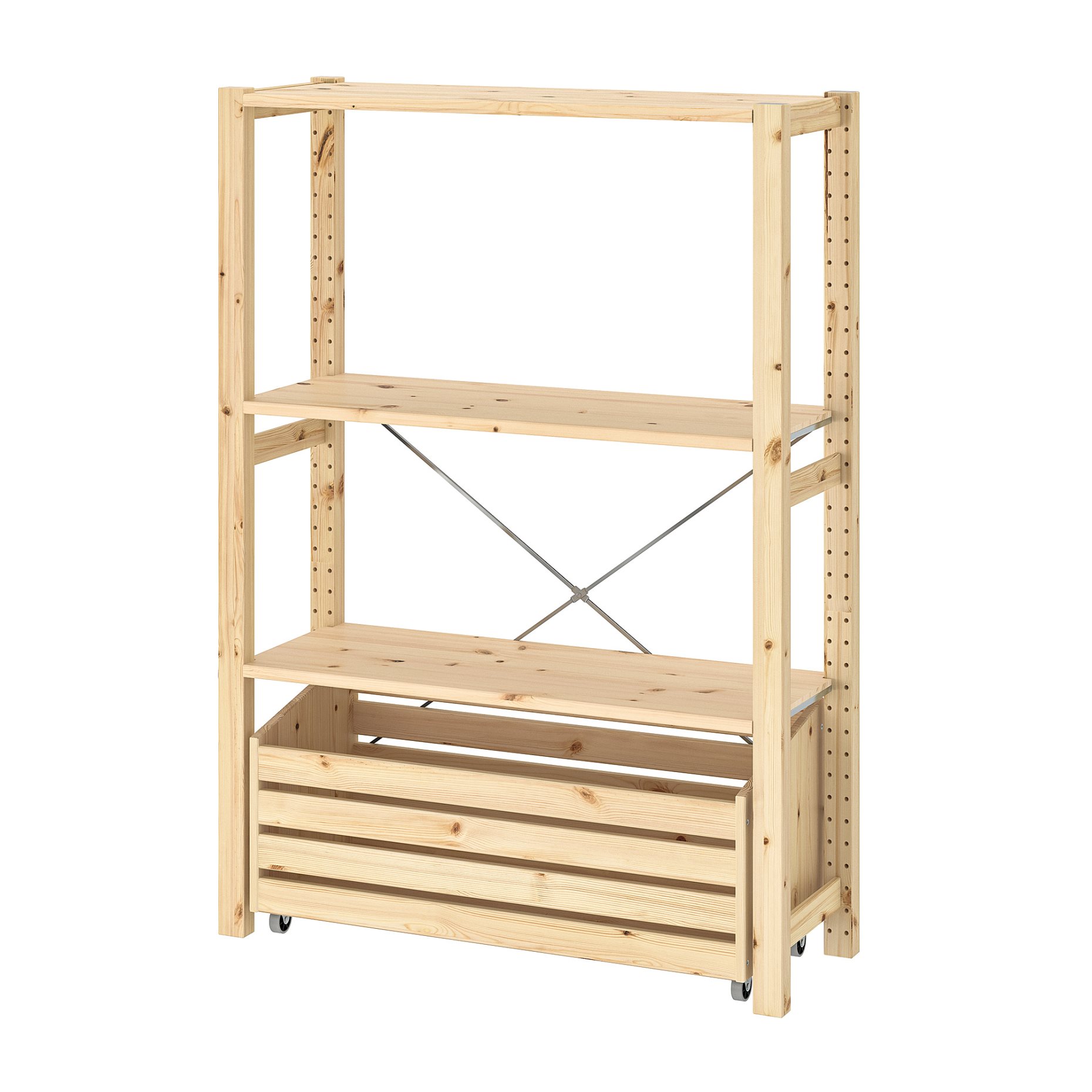 IVAR, shelving unit with storage box, 89x30x124 cm, 094.045.82