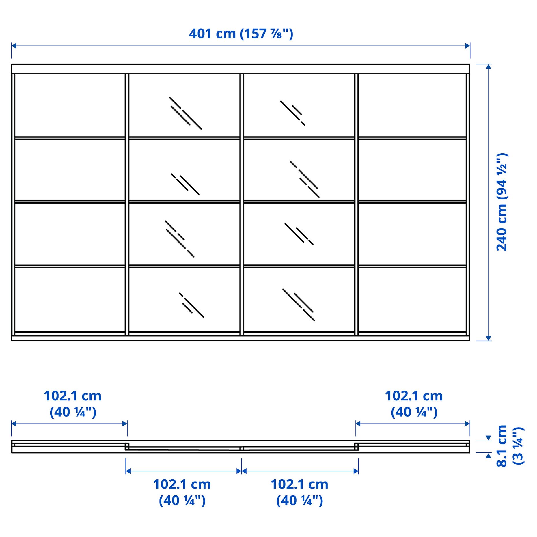 SKYTTA/MEH/AULI, sliding door combination, 401x240 cm, 094.240.47