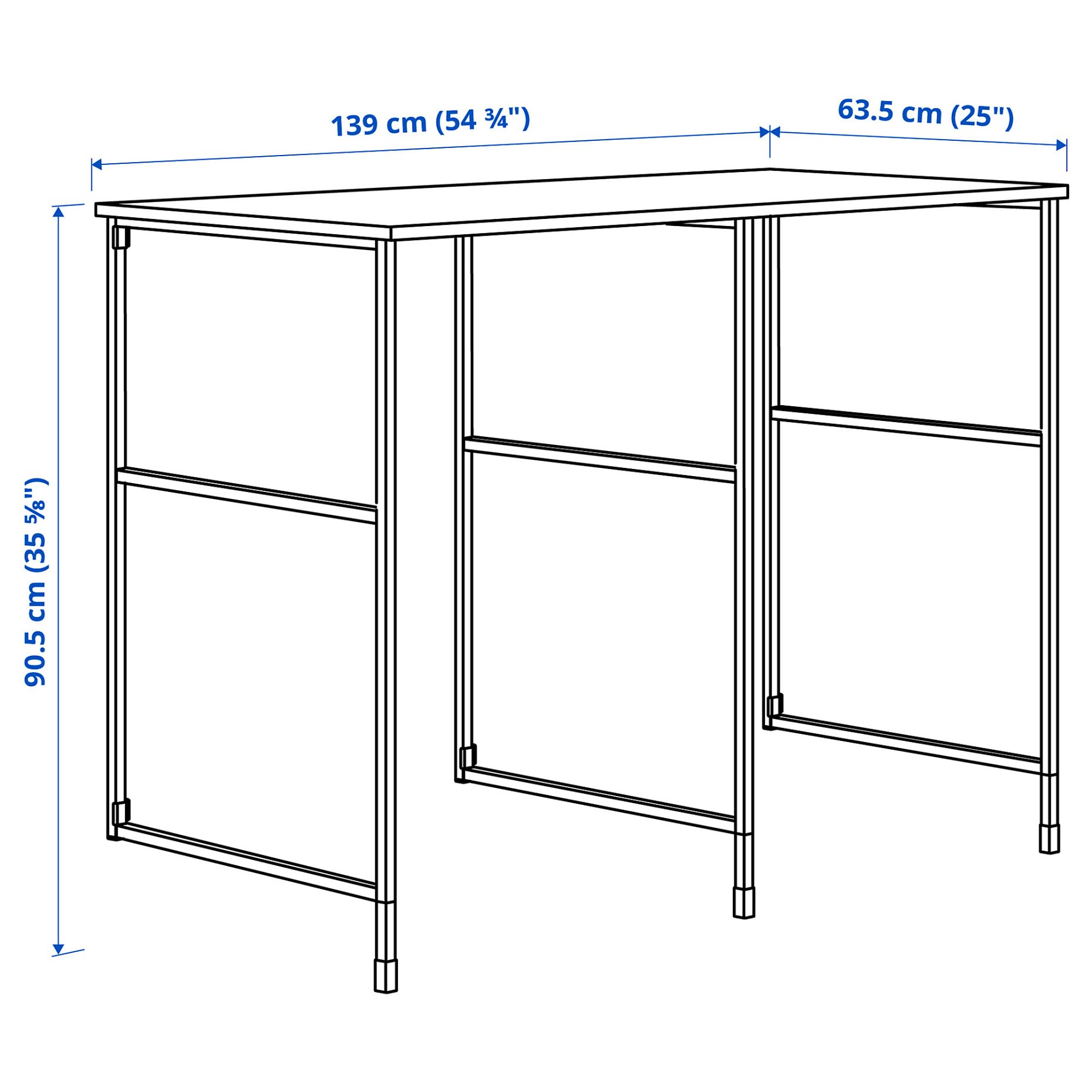ENHET, countertop with support side panels/legs, 139x63.5x87.5 cm, 094.774.27
