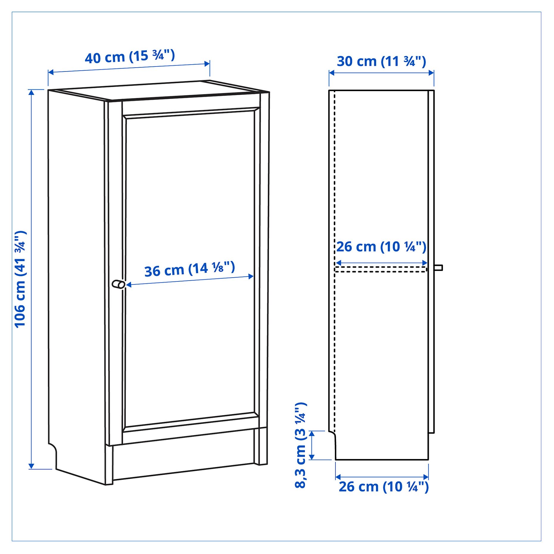 BILLY/OXBERG, bookcase with door, 40x30x106 cm, 094.832.92