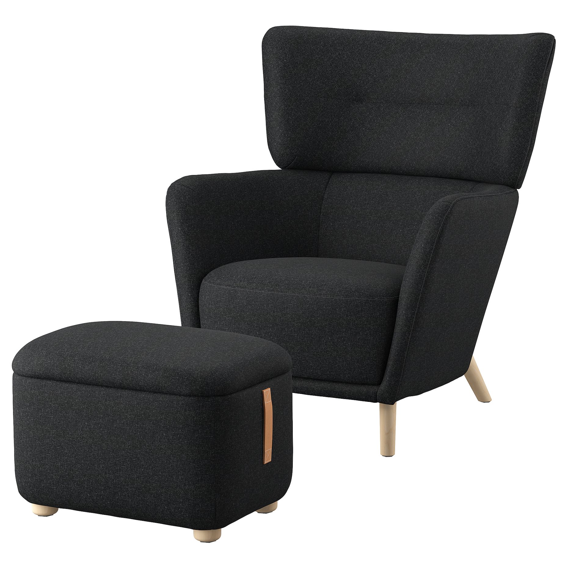 OSKARSHAMN, wing chair with footstool, 094.853.33