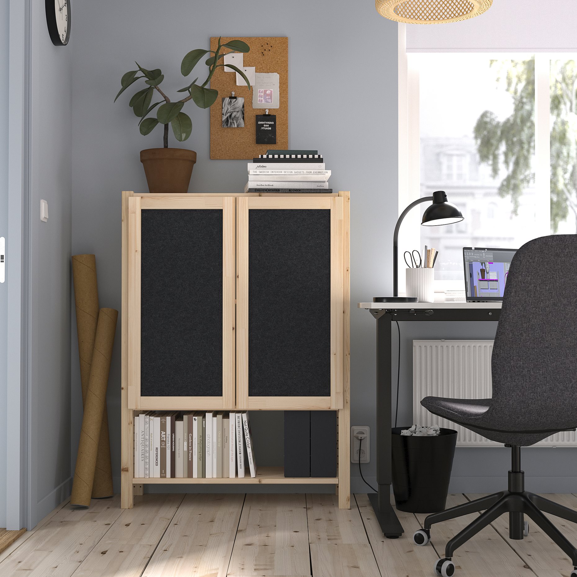 IVAR, shelving unit with doors, 89x30x124 cm, 095.078.58