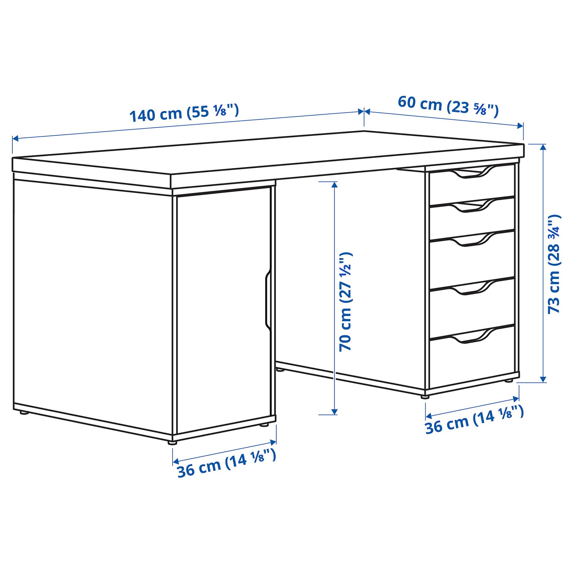 LAGKAPTEN/ALEX, desk, 140x60 cm, 095.216.04