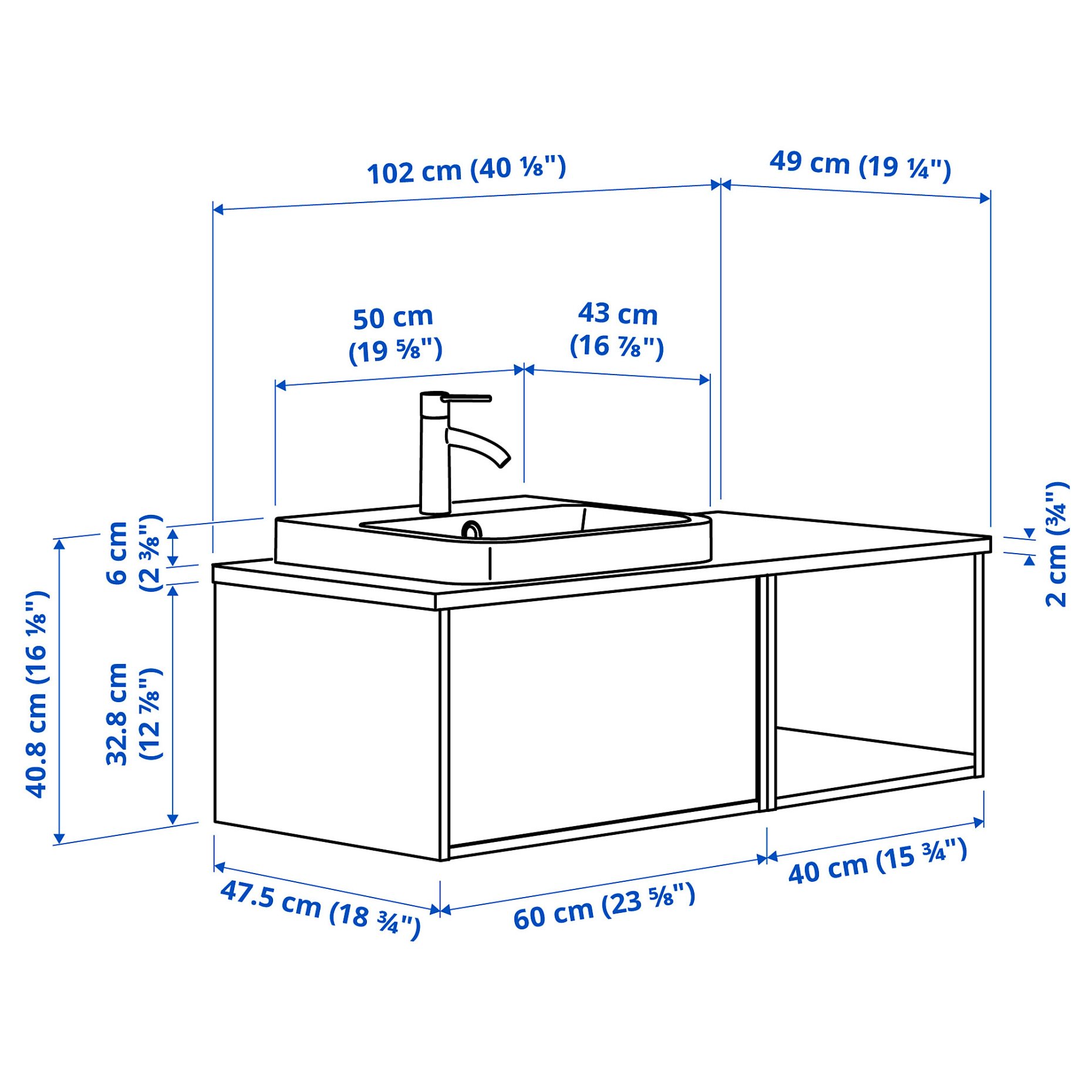 ANGSJON/BACKSJON, wash-stand/wash-basin/tap, 102x49x41 cm, 095.284.55