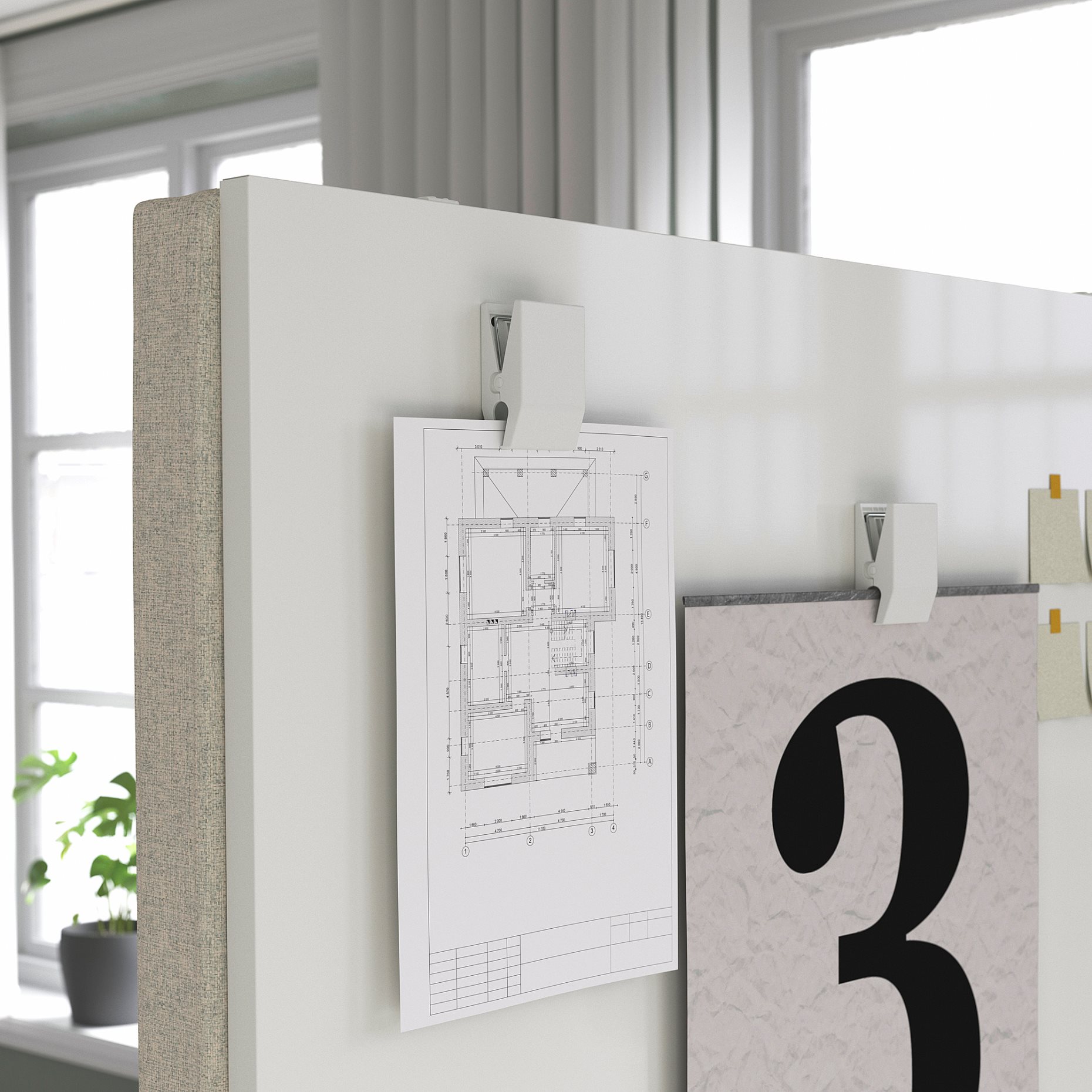 MITTZON, frame with castors/acoustic screen/whiteboard, 85x205 cm, 095.361.77