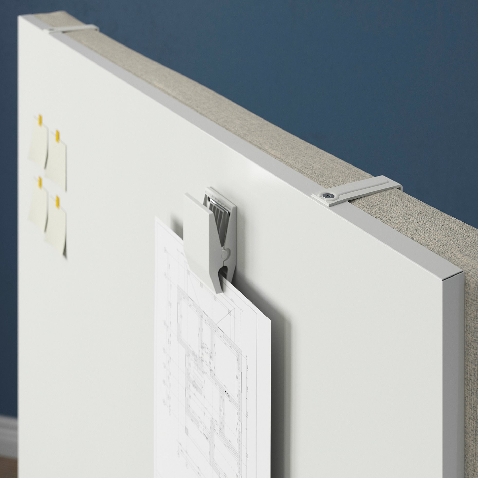 MITTZON, frame with castors/acoustic screen/whiteboard, 85x205 cm, 095.361.77