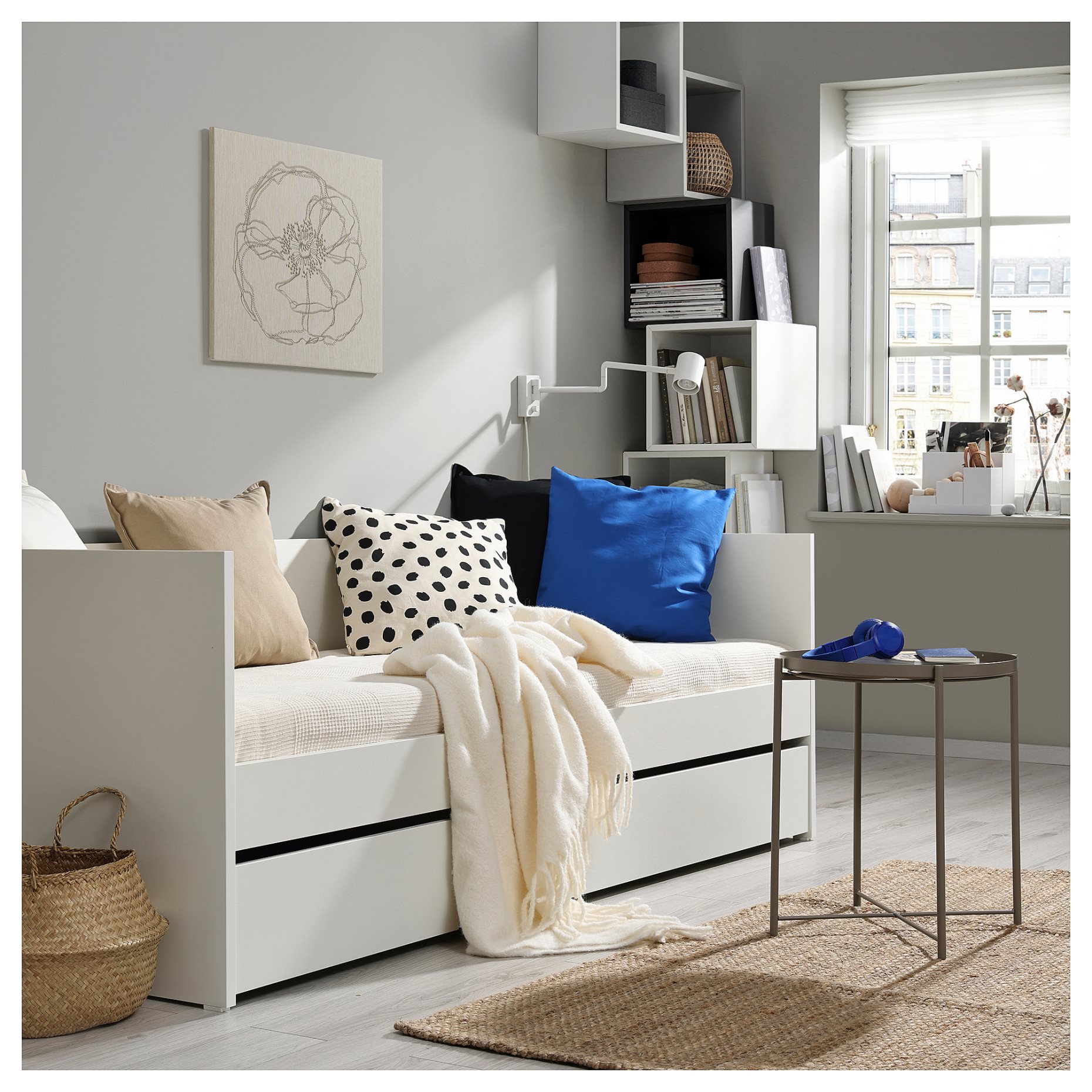 VIHALS, κρεβάτι επισκέπτη day-bed με συρταρωτό κρεβάτι/2 στρώματα, 80x200 cm, 095.806.22