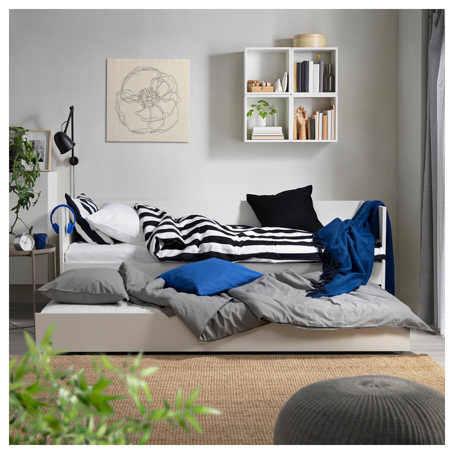 VIHALS, κρεβάτι επισκέπτη day-bed με συρταρωτό κρεβάτι/2 στρώματα, 80x200 cm, 095.806.22