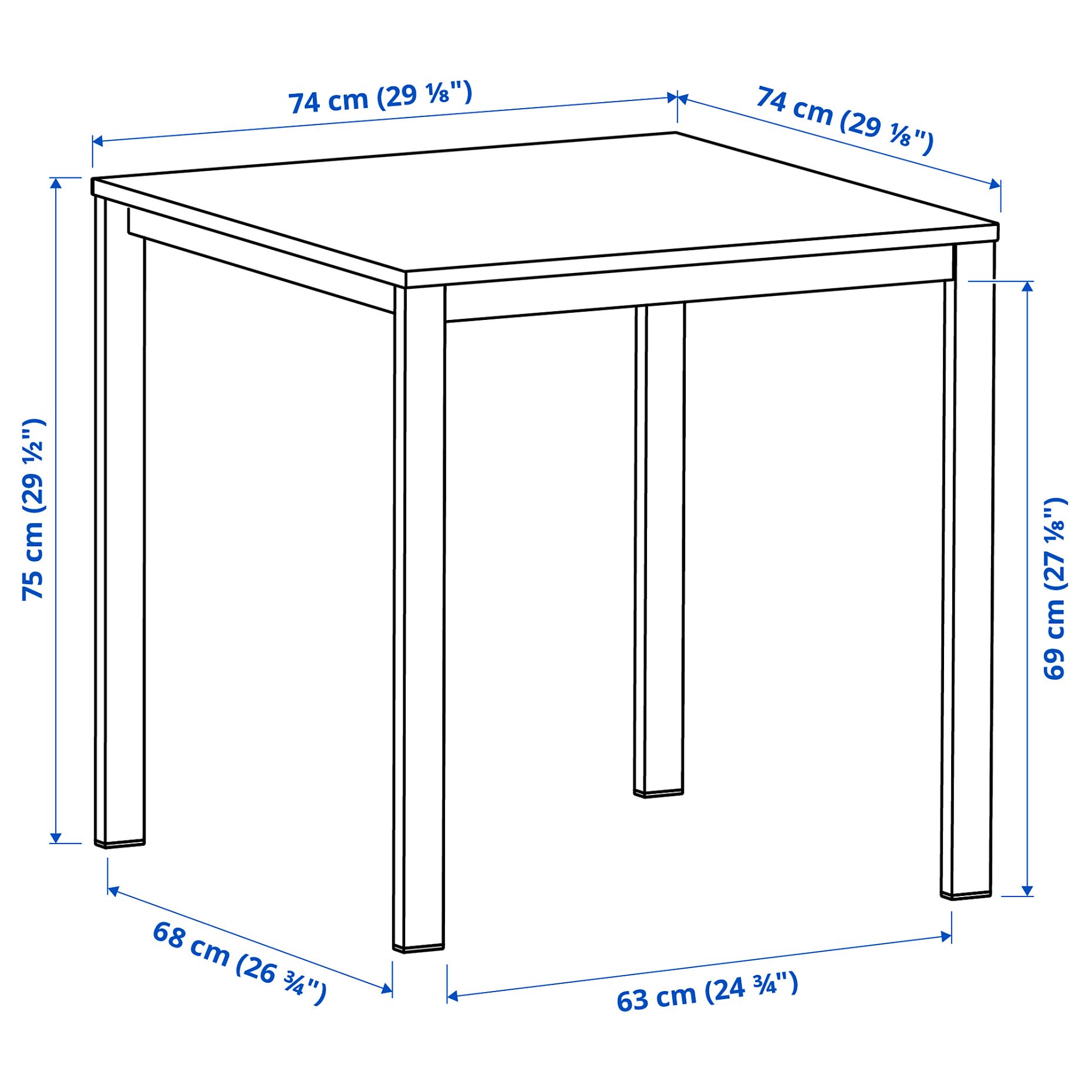 VIHALS, table and 2 chairs, 74x74 cm, 095.899.34