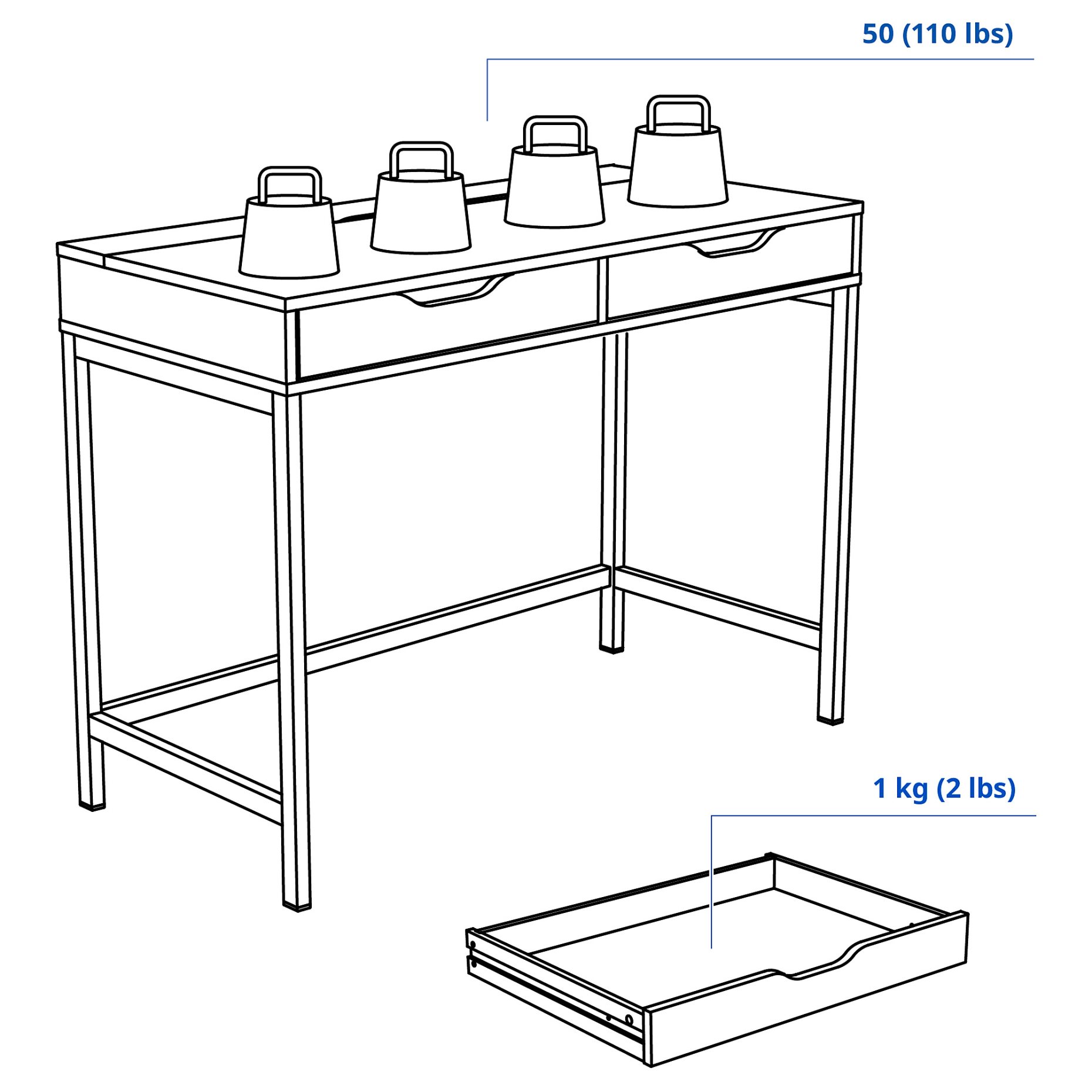 ALEX, desk, 100x48 cm, 104.735.55