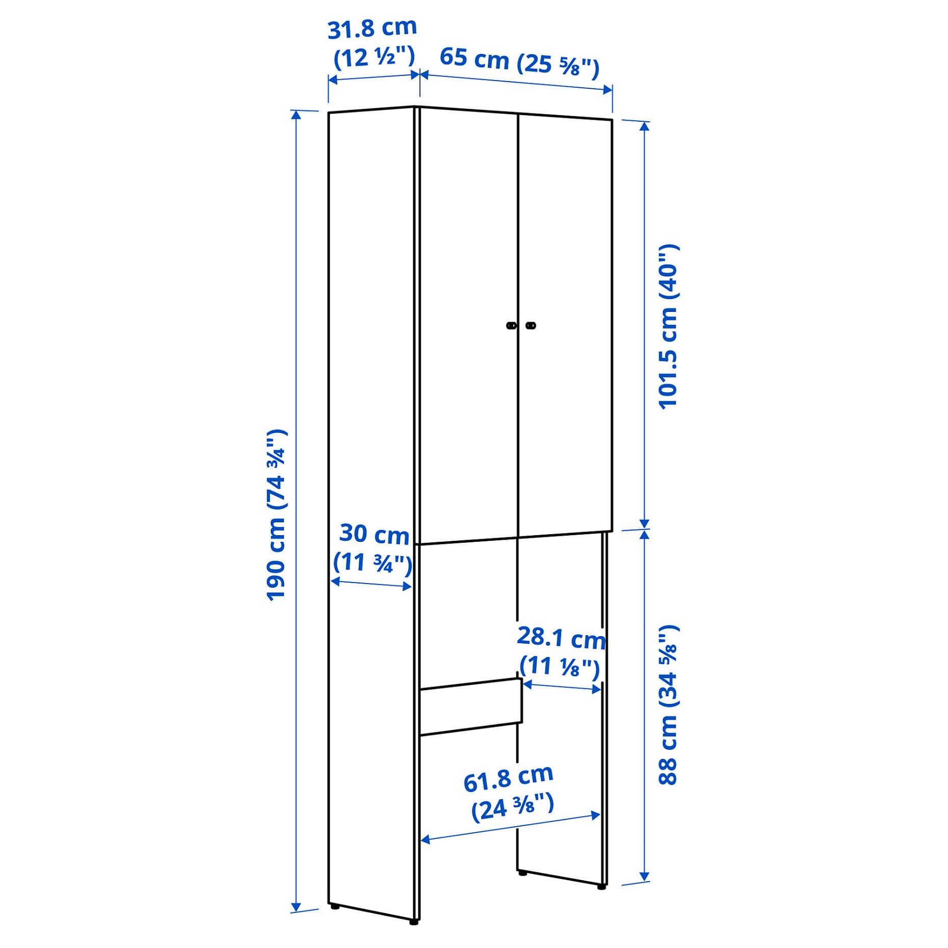 NYSJÖN, cabinet for washing machine, 65x190 cm, 104.964.77