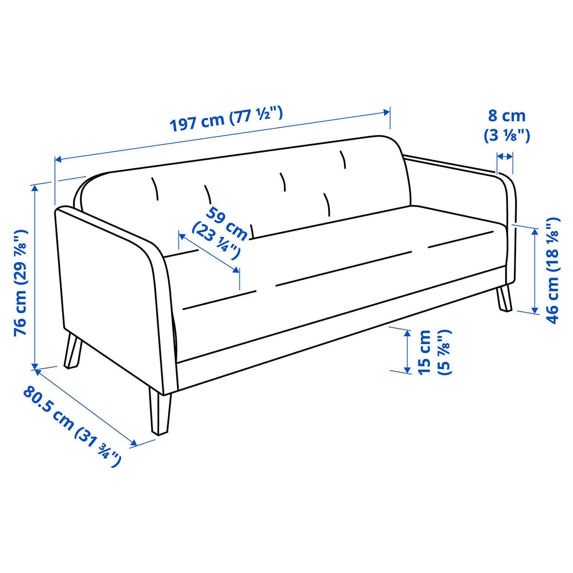 LINANÄS, 3-seat sofa, 105.122.36