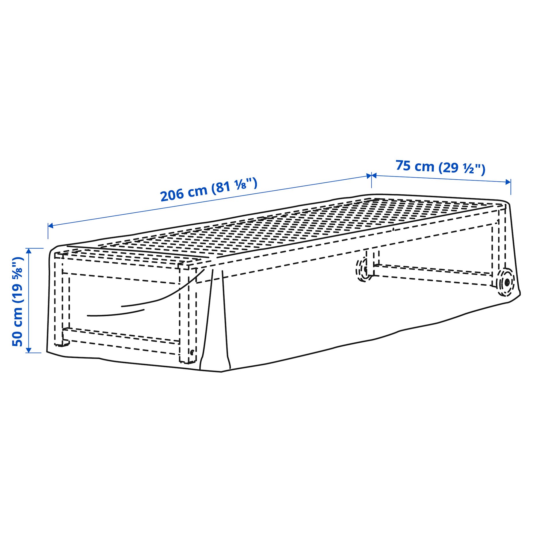 TOSTERÖ, cover for outdoor furniture, 206x75 cm, 105.323.24