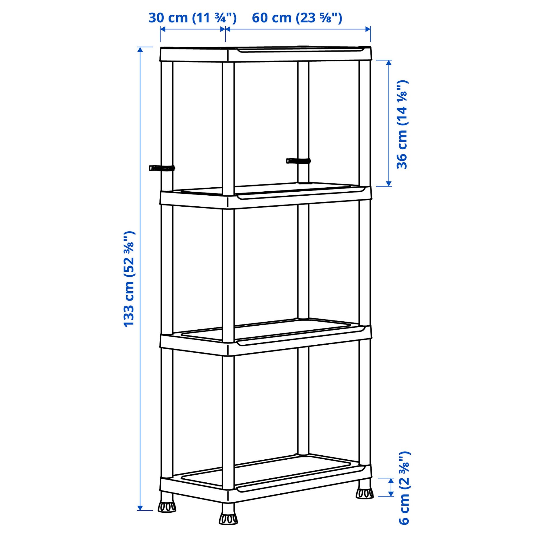 RUNMARÖ, shelving unit/in/outdoor, 60x30x133 cm, 105.513.17