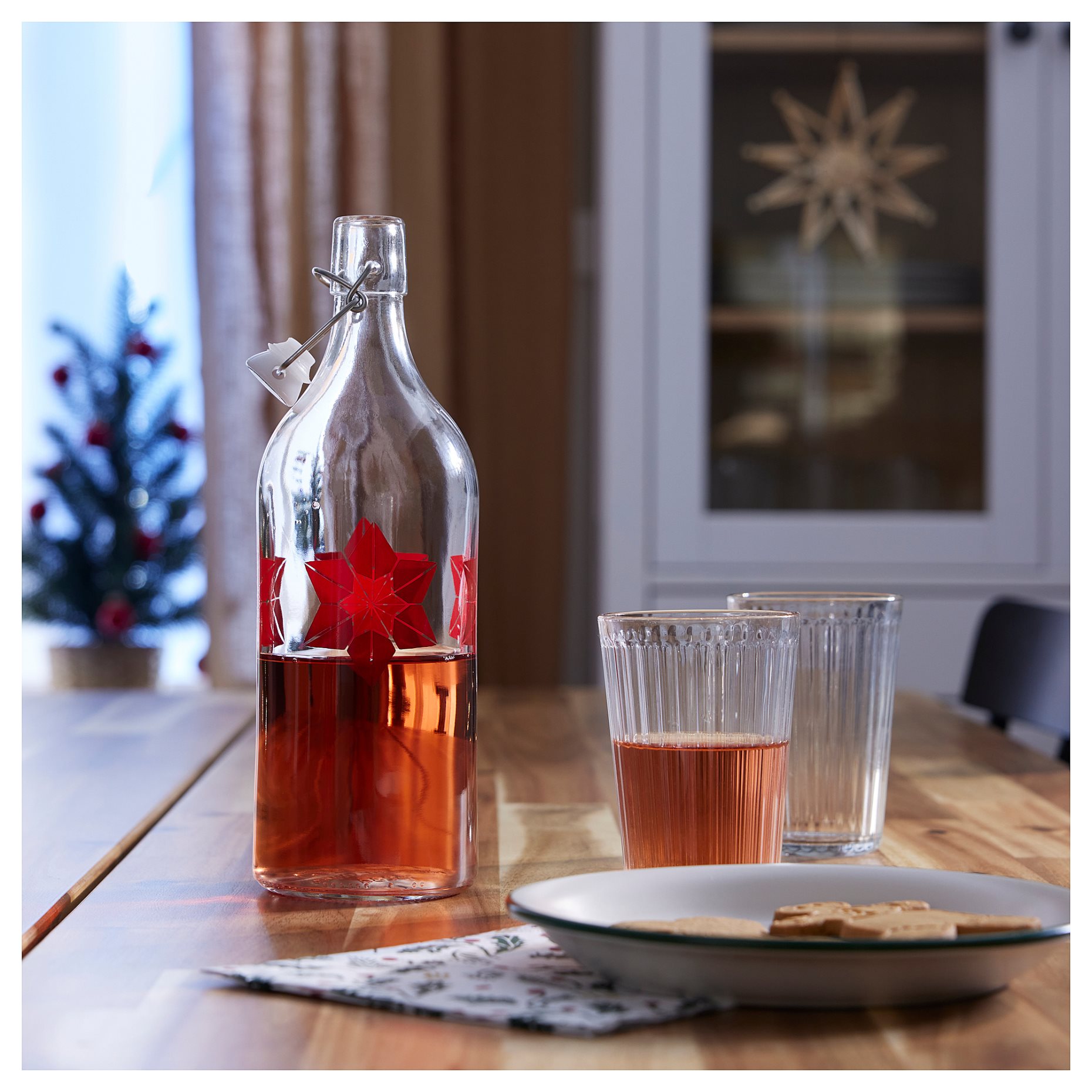 VINTERFINT, bottle with stopper/floral pattern, 1 l, 105.561.31