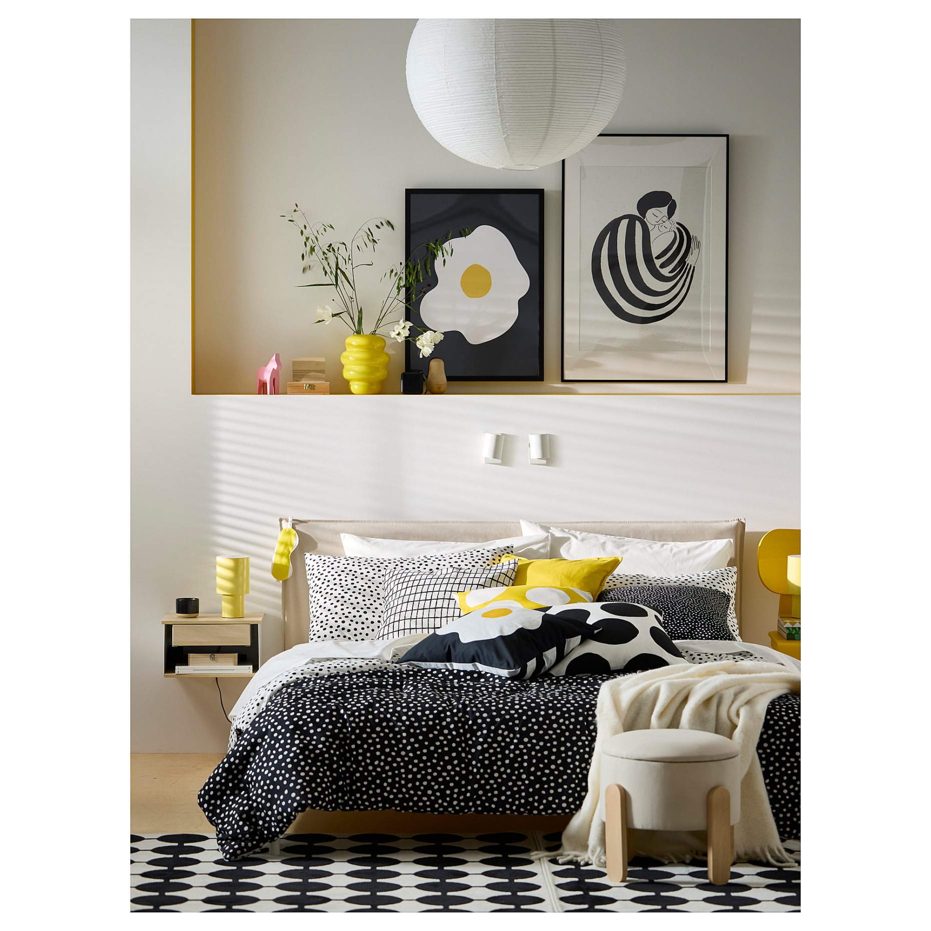 BJÖRKGRÅMAL, παπλωματοθήκη και μαξιλαροθήκη, 150x200/50x60 cm, 105.911.82