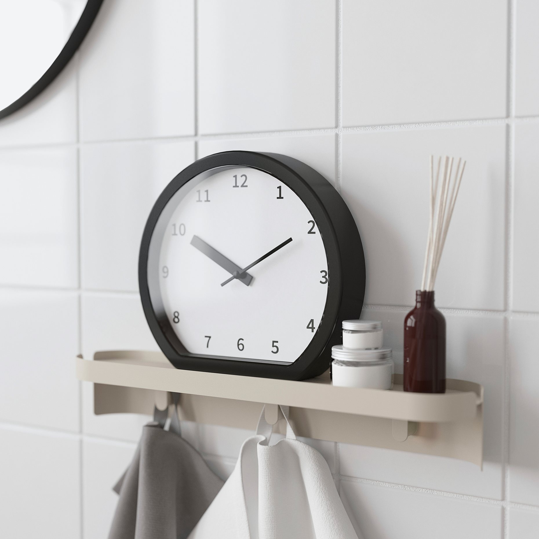 FLORSJÖN, wall shelf with 3 hooks, 40x7 cm, 106.051.41