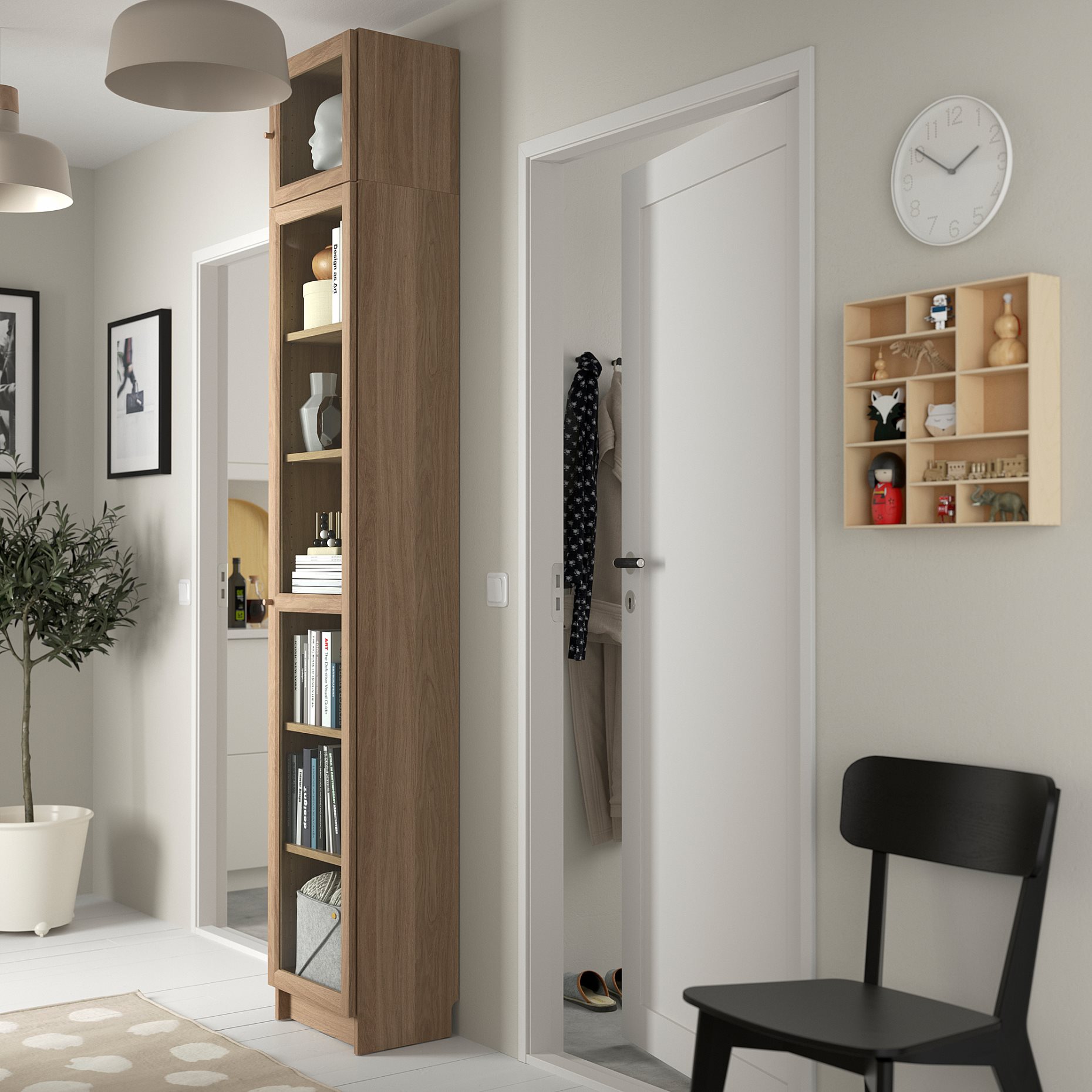 BILLY/OXBERG, bookcase with glass doors/height extension unit, 40x30x237 cm, 194.833.62