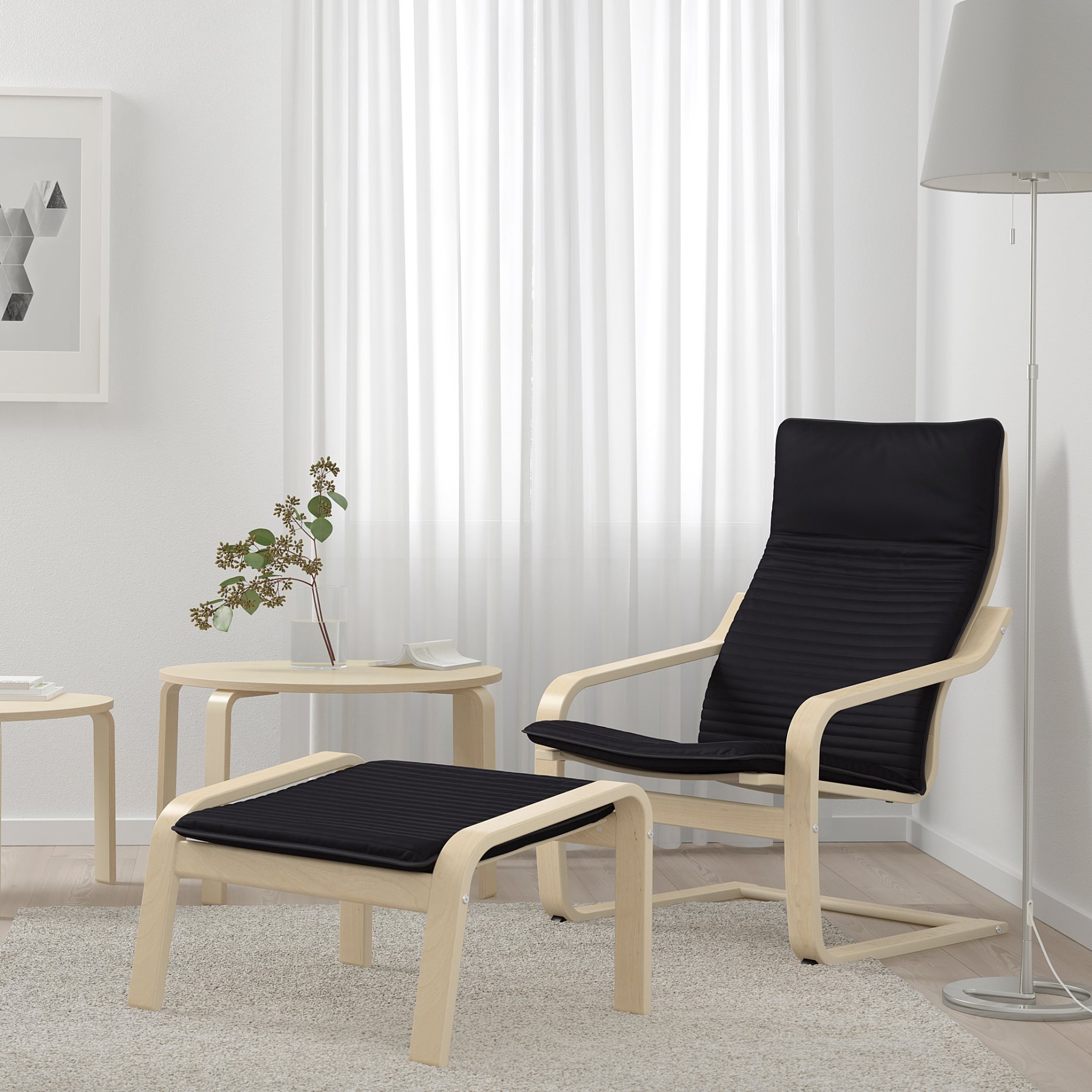 POÄNG, armchair and footstool, 194.842.05