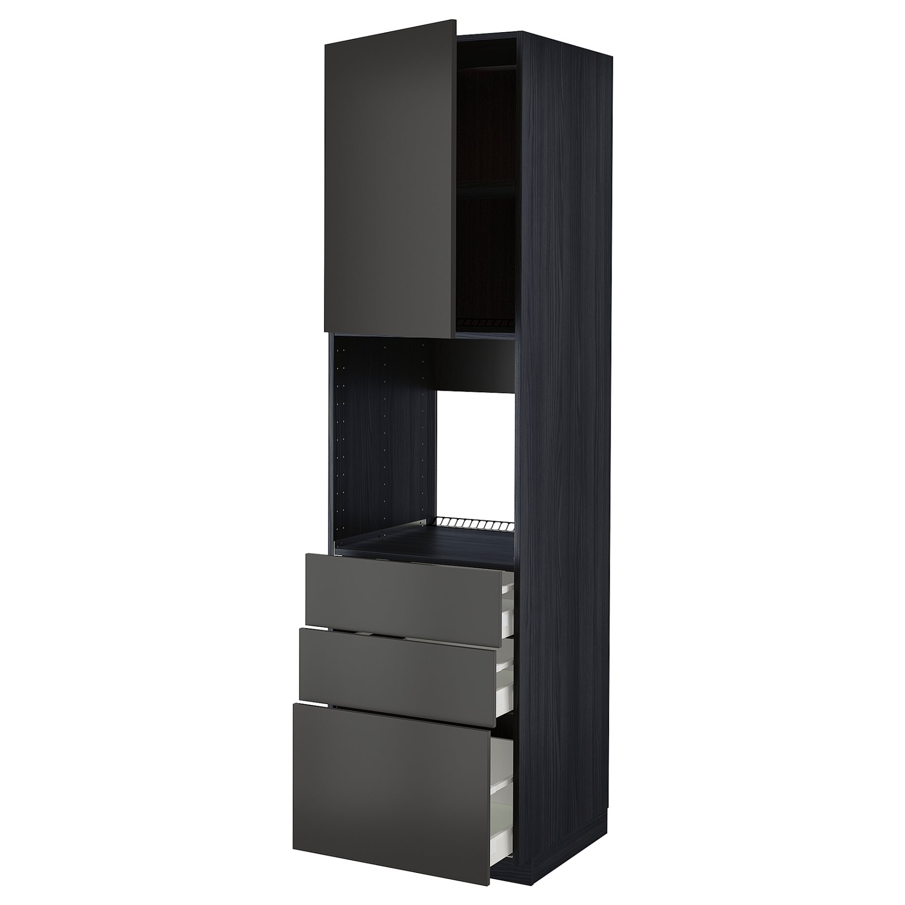 METOD/MAXIMERA, high cabinet for oven with door/3 drawers, 60x60x220 cm, 194.979.10