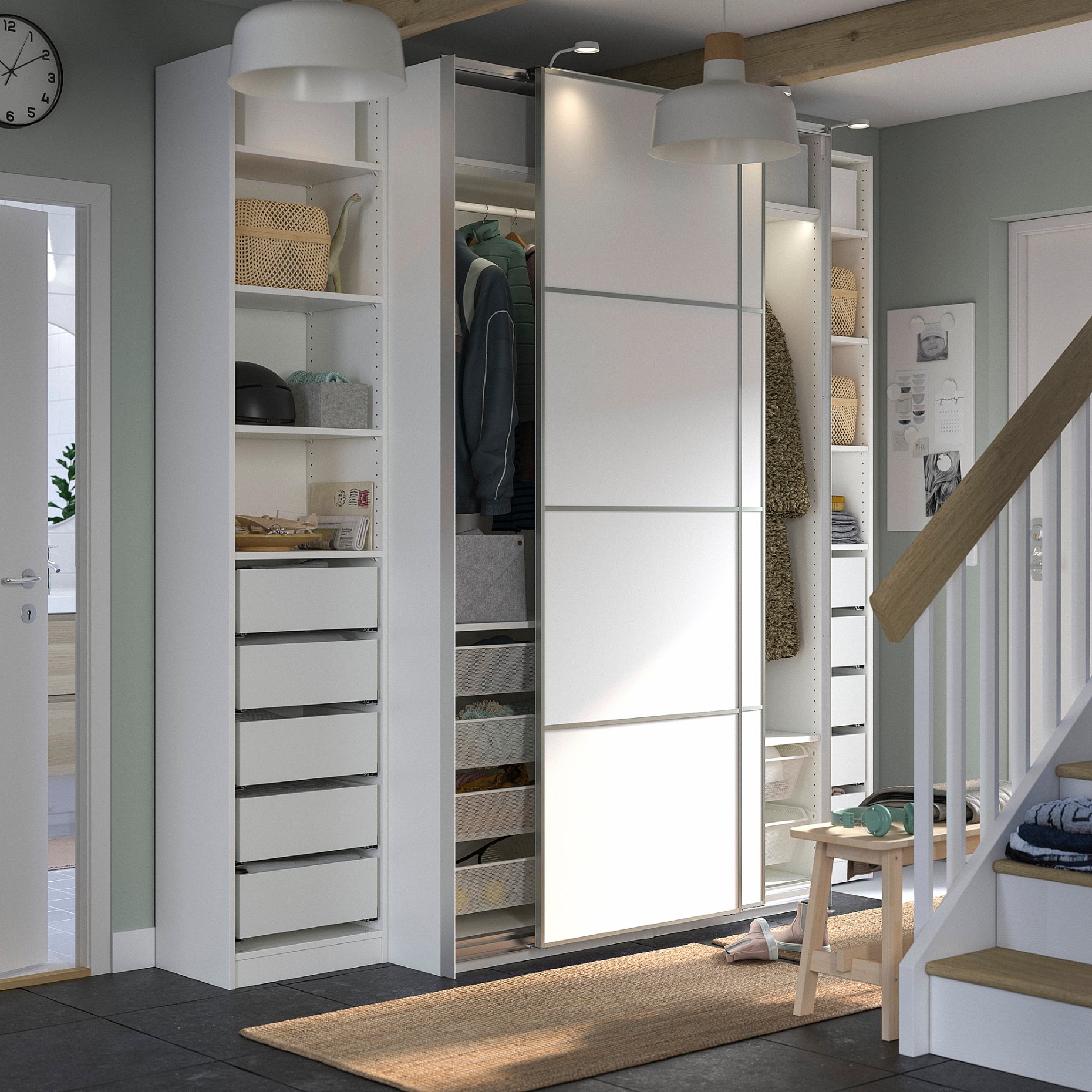 PAX/MEHAMN, wardrobe combination, 250x66x236 cm, 195.023.51