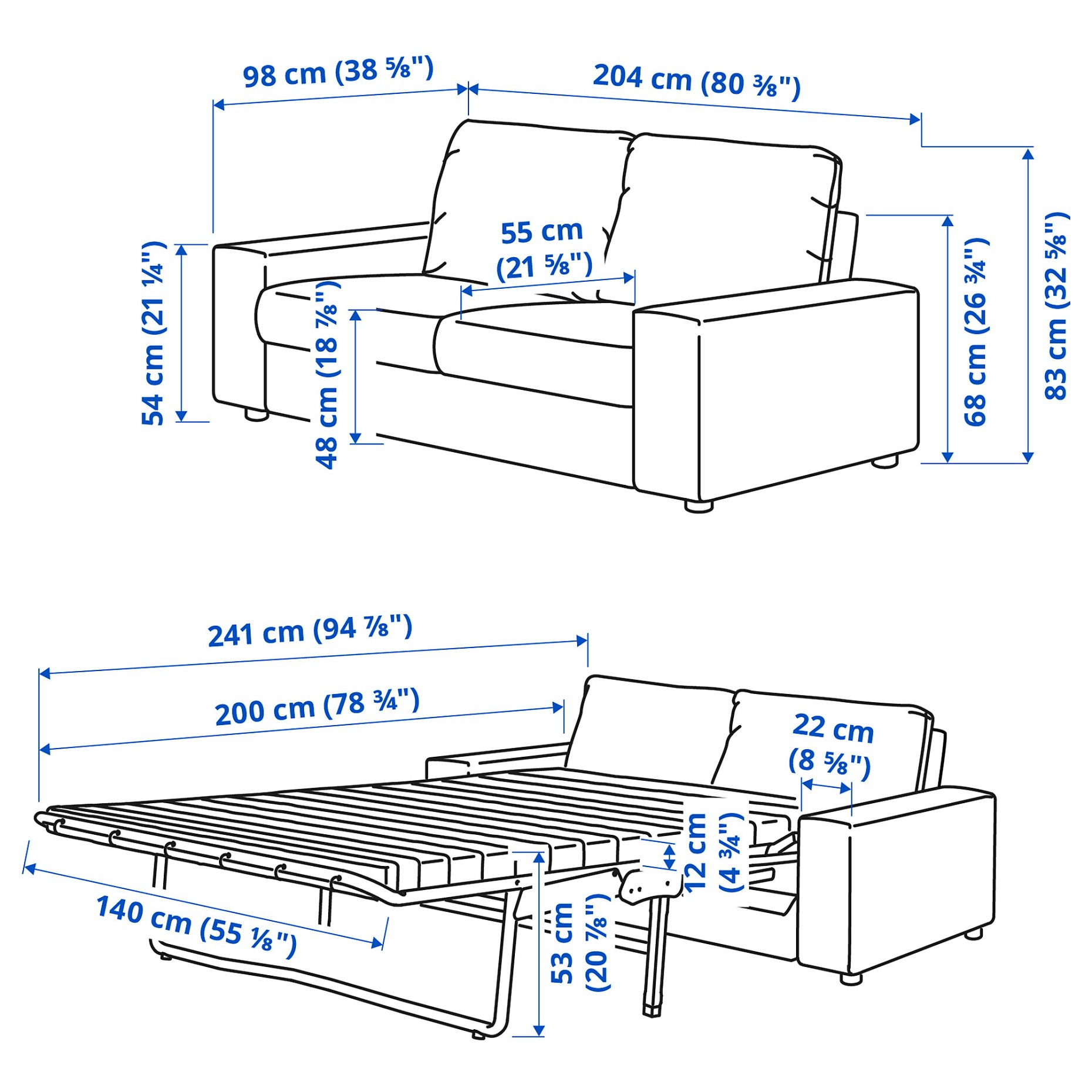 VIMLE, 2-seat sofa-bed with wide armrests, 195.452.04