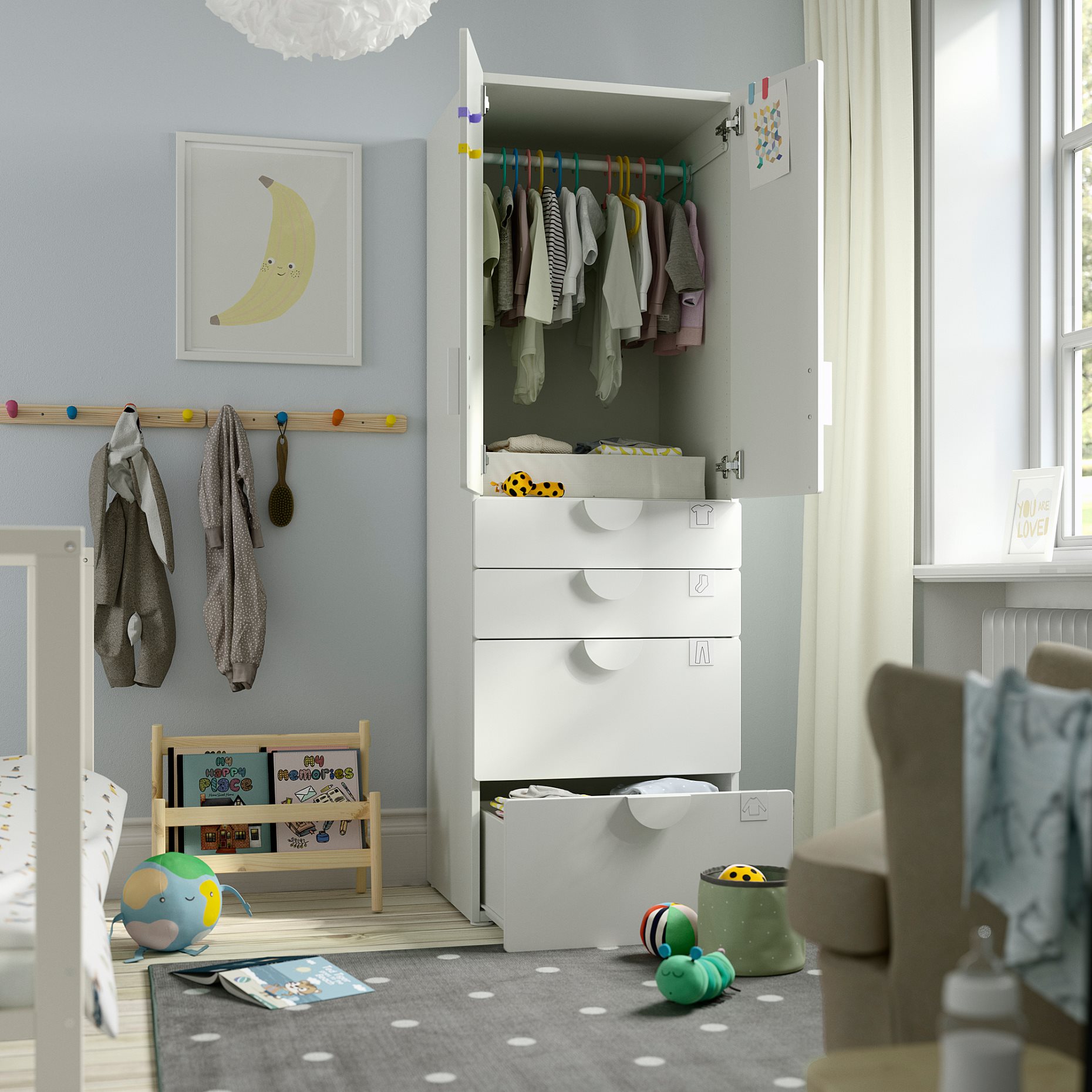 SMASTAD/PLATSA, wardrobe with 4 drawers, 60x57x181 cm, 195.465.43