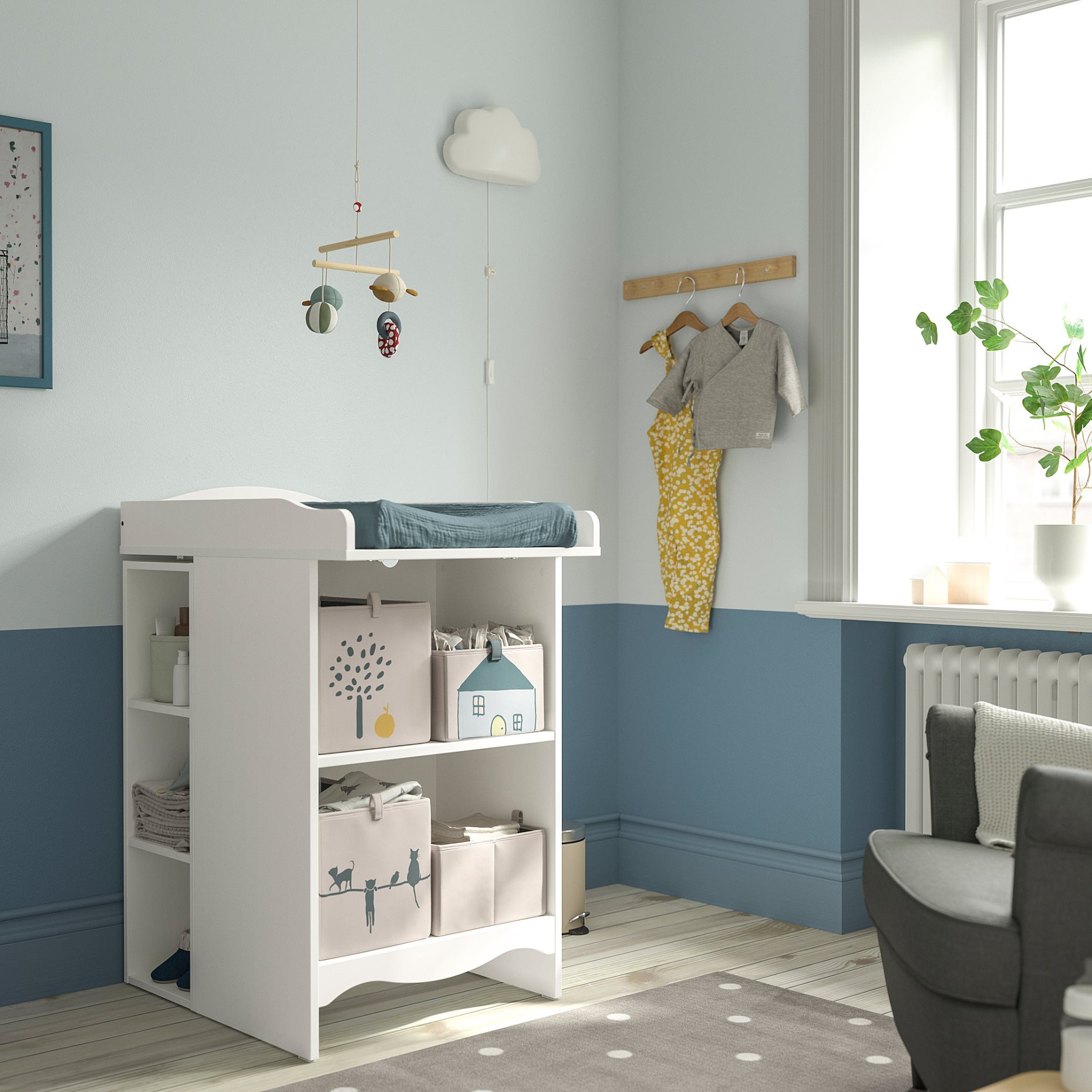 SMÅGÖRA, changing table/bookshelf with 2 shelf units, 195.975.23